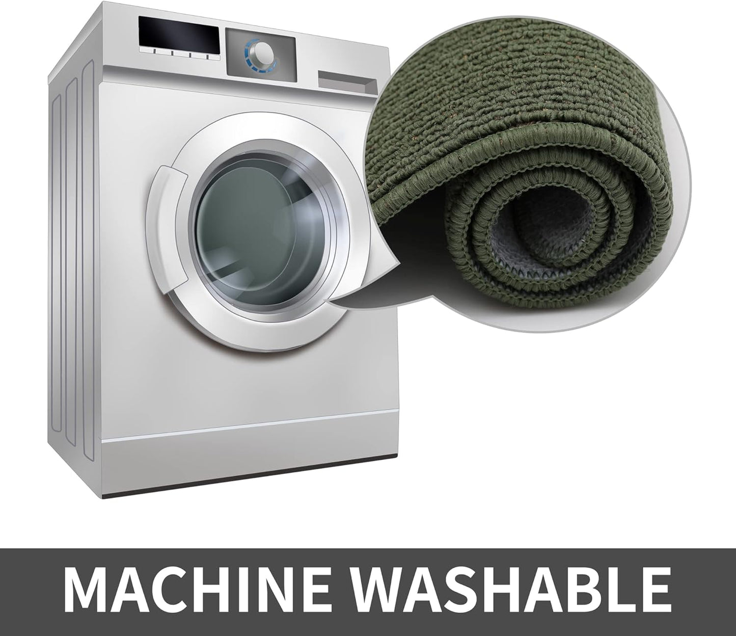 COSY HOMEER 24X60 Inch Kitchen Rug Mats Made of 100% Polypropylene Strip TPR Backing Soft Kitchen Mat Specialized in Anti Slippery and Machine Washable,for Kitchen, Floor,Green