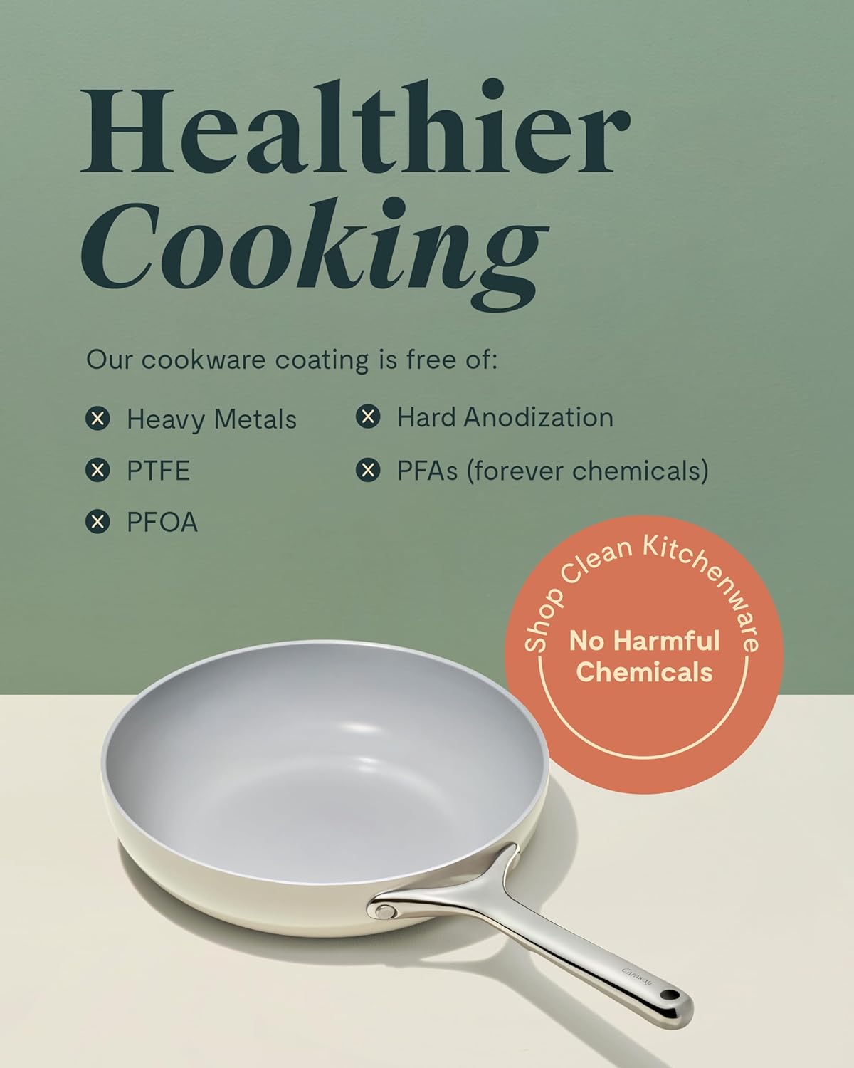 Caraway Nonstick Ceramic Frying Pan (2.7 qt, 10.5") - Non Toxic, PTFE & PFOA Free - Oven Safe & Compatible with All Stovetops (Gas, Electric & Induction) - Perracotta