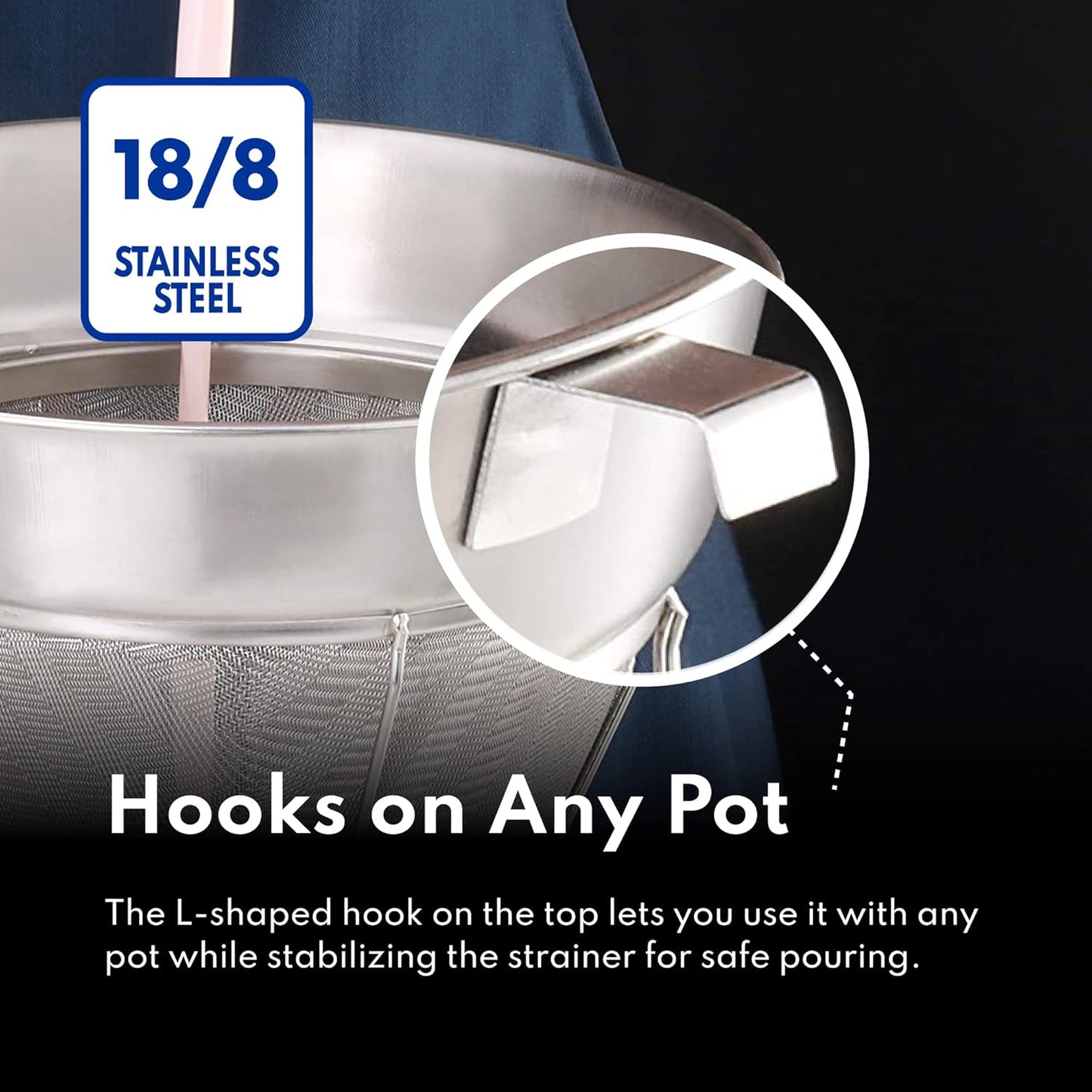 New Star Foodservice 38057 Stainless Steel Reinforced Bouillon Strainer, 10-Inch