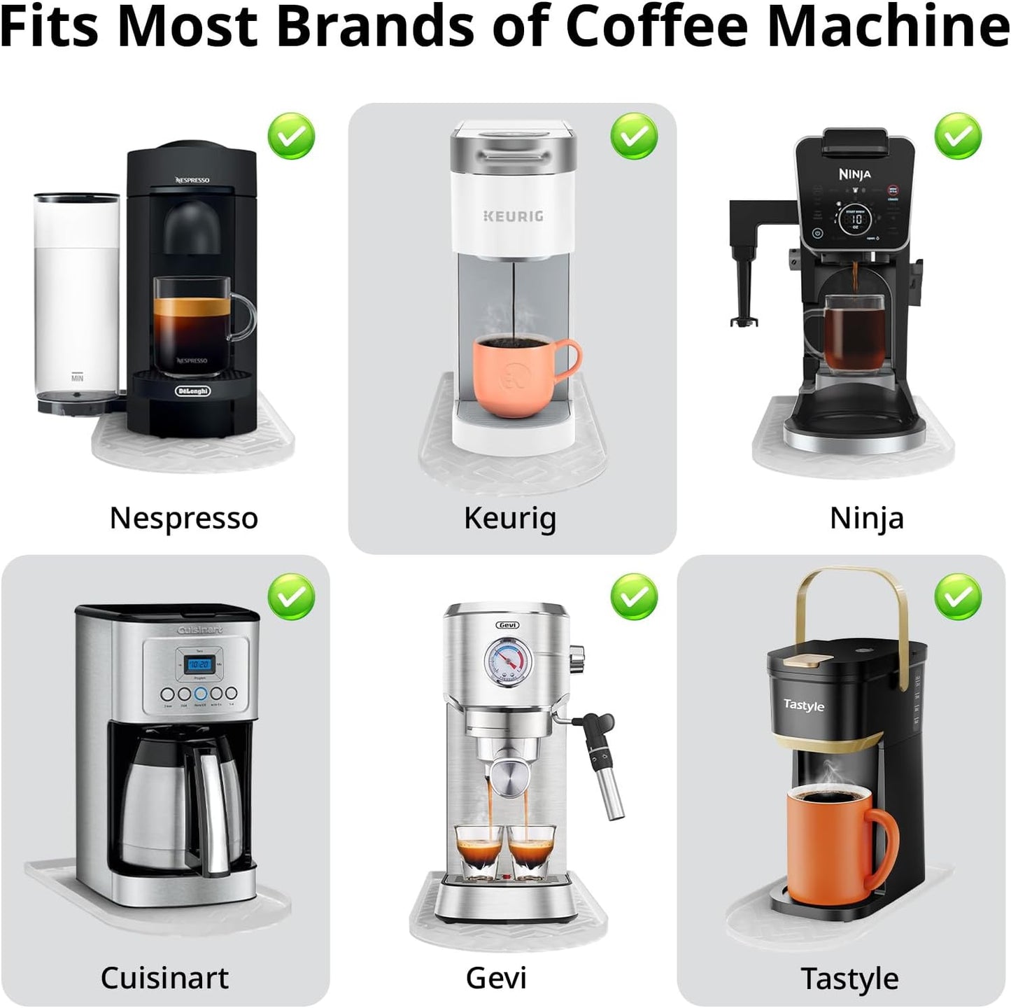 Silicone Coffee Mat,15.8"x 11.8"in Bar Mat for Countertop,Heat-Resistant,Non-Slip,Leak-Proof,Fit for Coffee Maker/Espresso Machine-Translucent