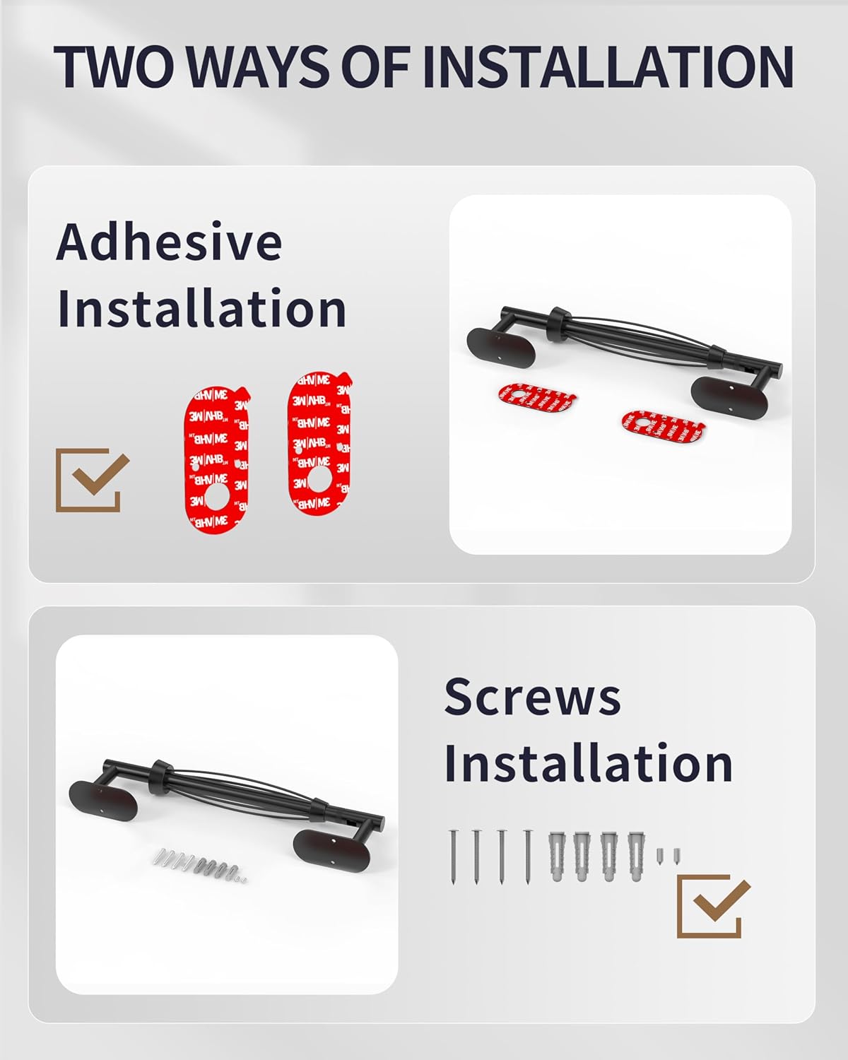 Paper Towel Holder Under Cabinet, Self Adhesive or Wall Mount for Kitchen Bathroom, Stainless Steel Paper Towel Holders with Damping Effect, Single Hand Operable (Matte Black)