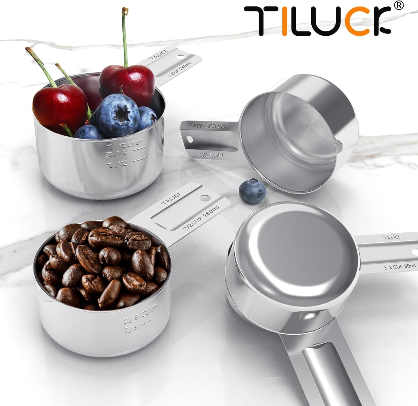 TILUCK Stainless Steel Measuring Cups & Spoons Set, Cups and Spoons,Kitchen Gadgets for Cooking & Baking (12)