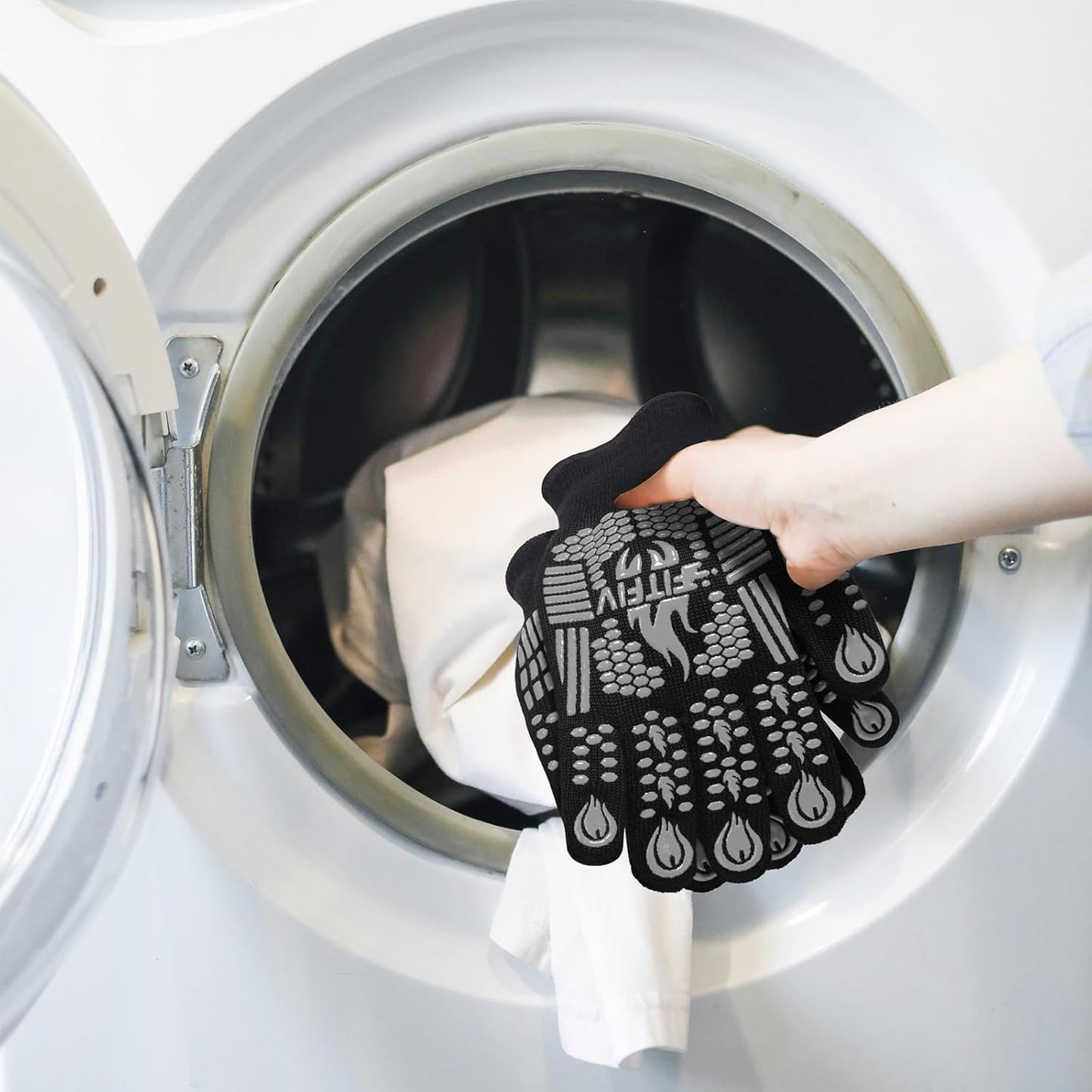 BBQ Gloves, Oven Gloves, 1472°F Extreme Heat Resistant Barbecue Gloves, Silicone Non-Slip Oven Mitts, Kitchen for Cooking, Grilling, and Baking (Gray)