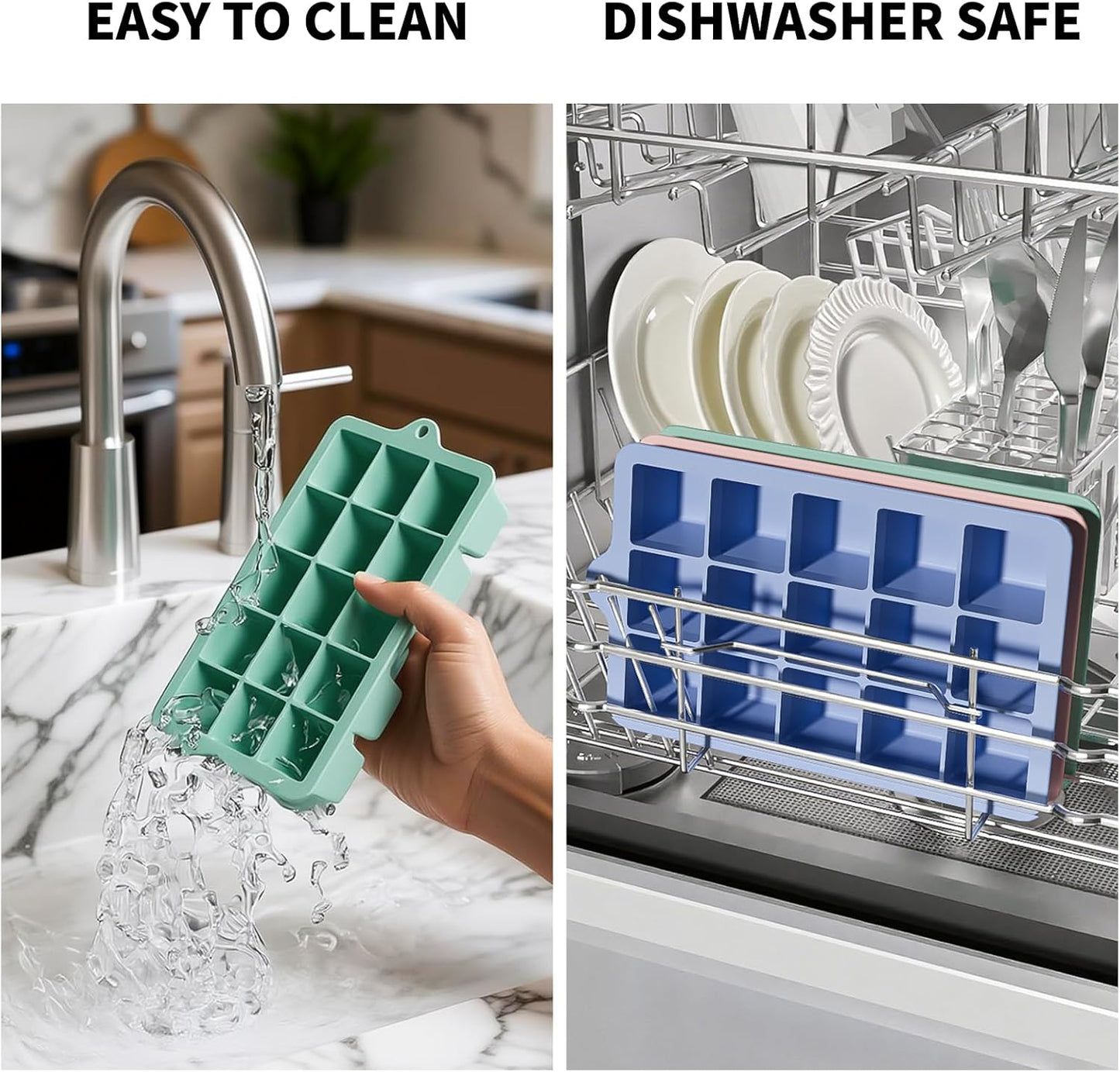 Silicone Ice Cube Tray 3 Pack, HANCELANT Ice Cube Mold, Ice Trays for Freezer with Lid for Whiskey, Baby Food, BPA Free, Easy Release