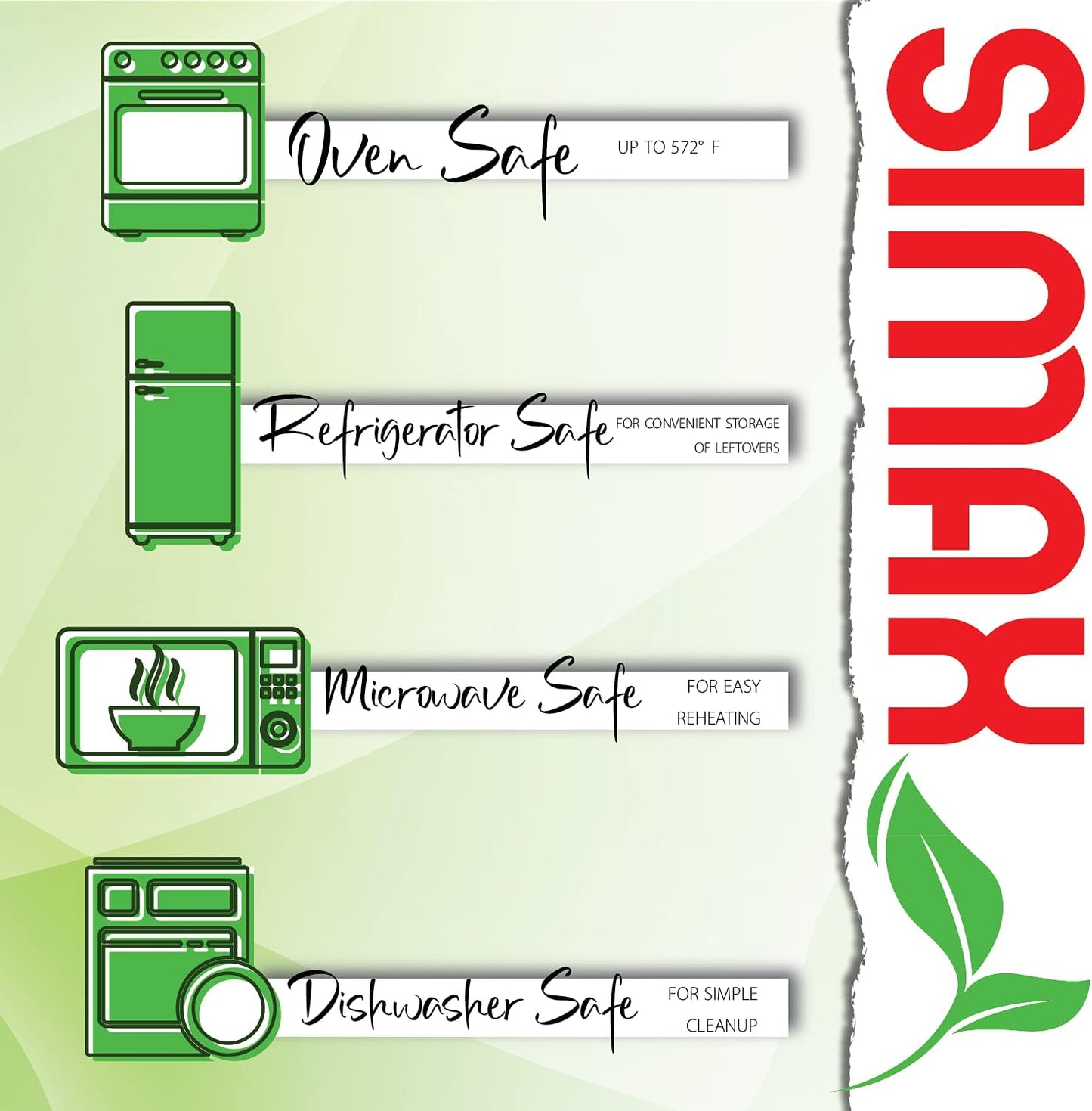 Simax Glass Casserole Dishes for Oven with Lids, Set of 3 Baking Dishes, Covered 1.50, 1.75 & 3 Quart Casserole Dish with Lid, Glass Baking Dishes for Oven, Lead-Free Cookware