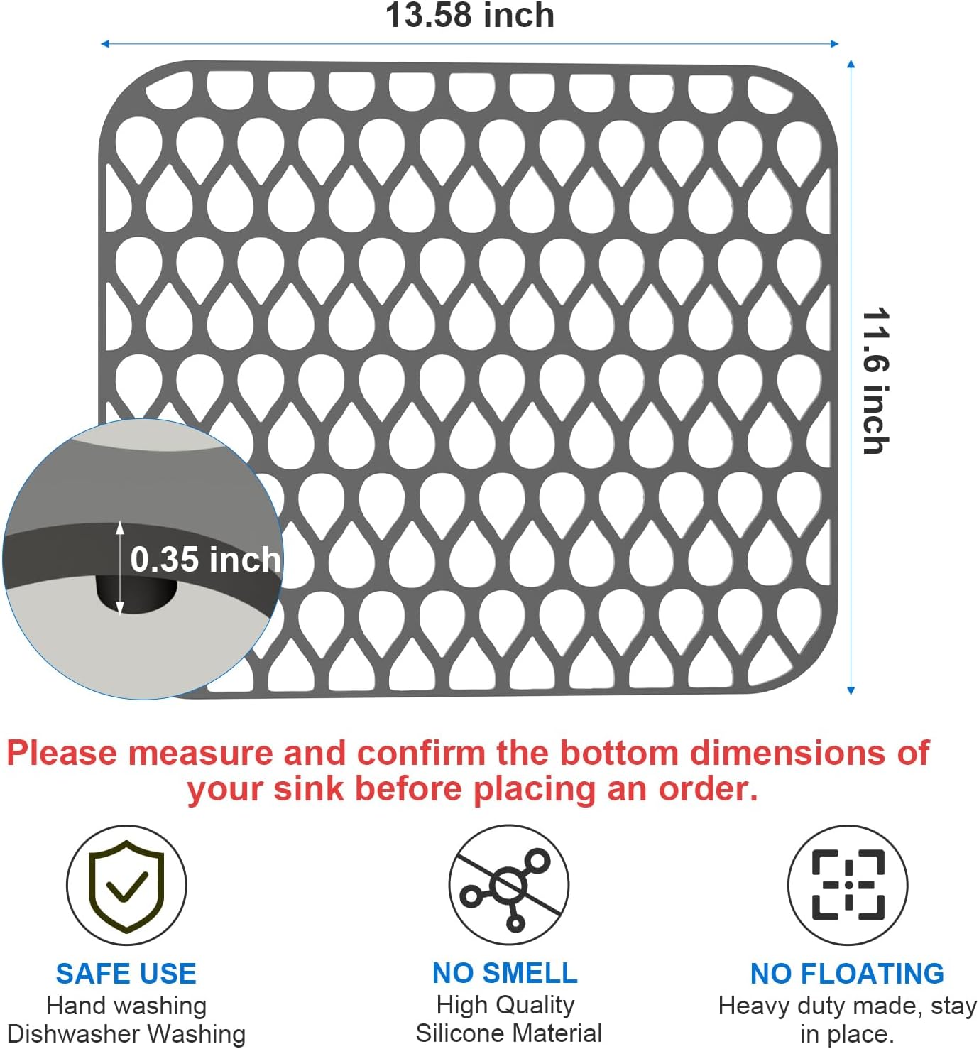 Silicone Sink Mat 2PCS TOOVEM Sink Protectors for Kitchen Sinks, Non-Slip Folding Grid for Bottom of Farmhouse Stainless Steel Porcelain Sink Pad