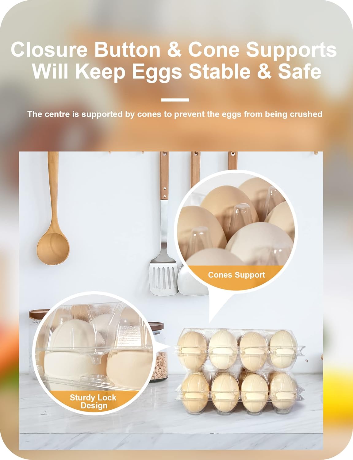 50 Pack Egg Cartons Cheap Bulk 12 Count - Holds 1 Dozen Clear Blank Egg Cartons for Chicken Eggs - Clear Empty Chicken Egg Carton for Fresh Medium Eggs