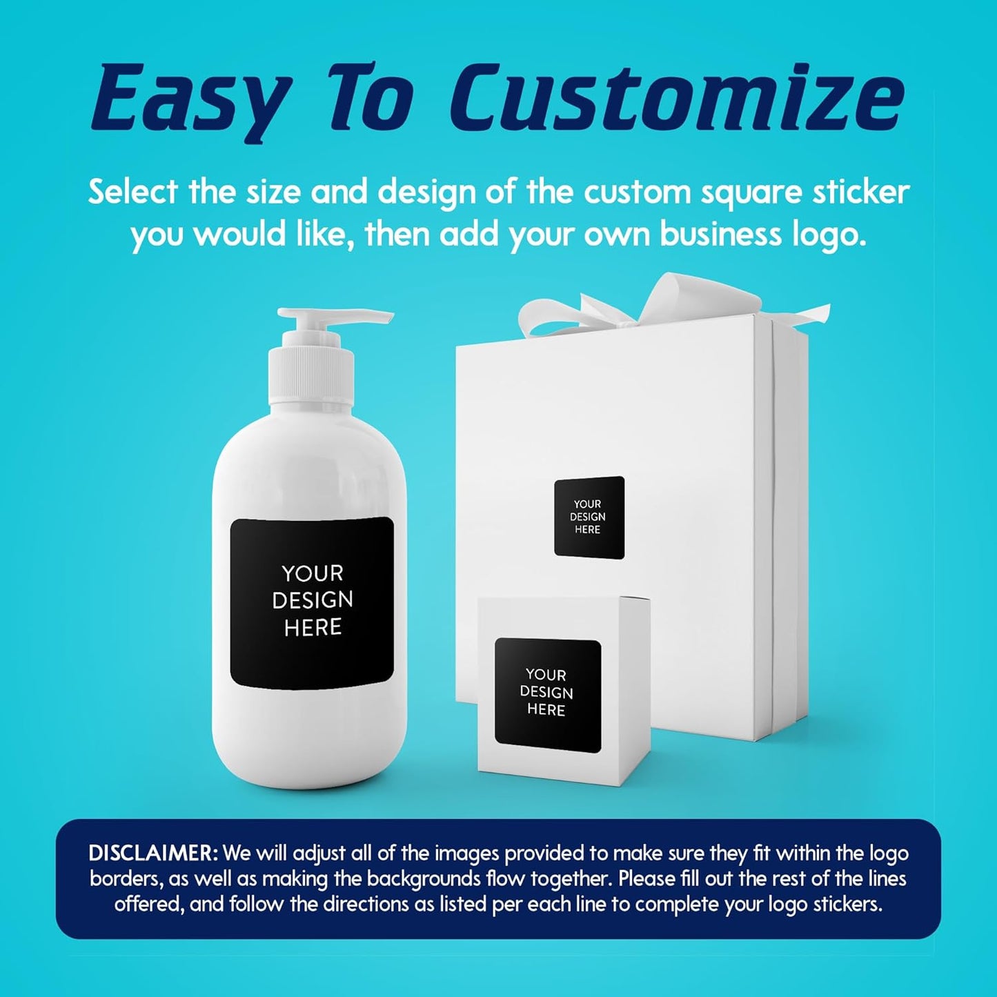 5-1000 Custom Vinyl Stickers - Upload Your own Image, Text, Design, Logo - Personalized Logo Labels for Handmade, Packaging, Bottle, Jars, Candle, Brand Stickers (Black, 1.5x1.5 Square)