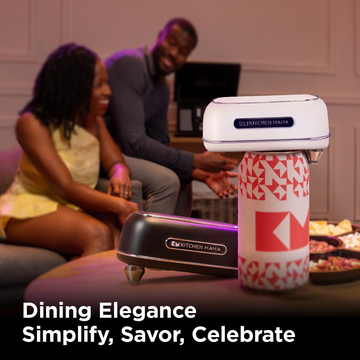 Kitchen Mama Orbit One Rechargeable Electric Can Opener: Hands-free, USB-C Charging, Automatic Stop, Smooth Edge, Safety, Blade for Large Cans, Heavy Duty, Soda and Pop Can, with Storage Box (White)