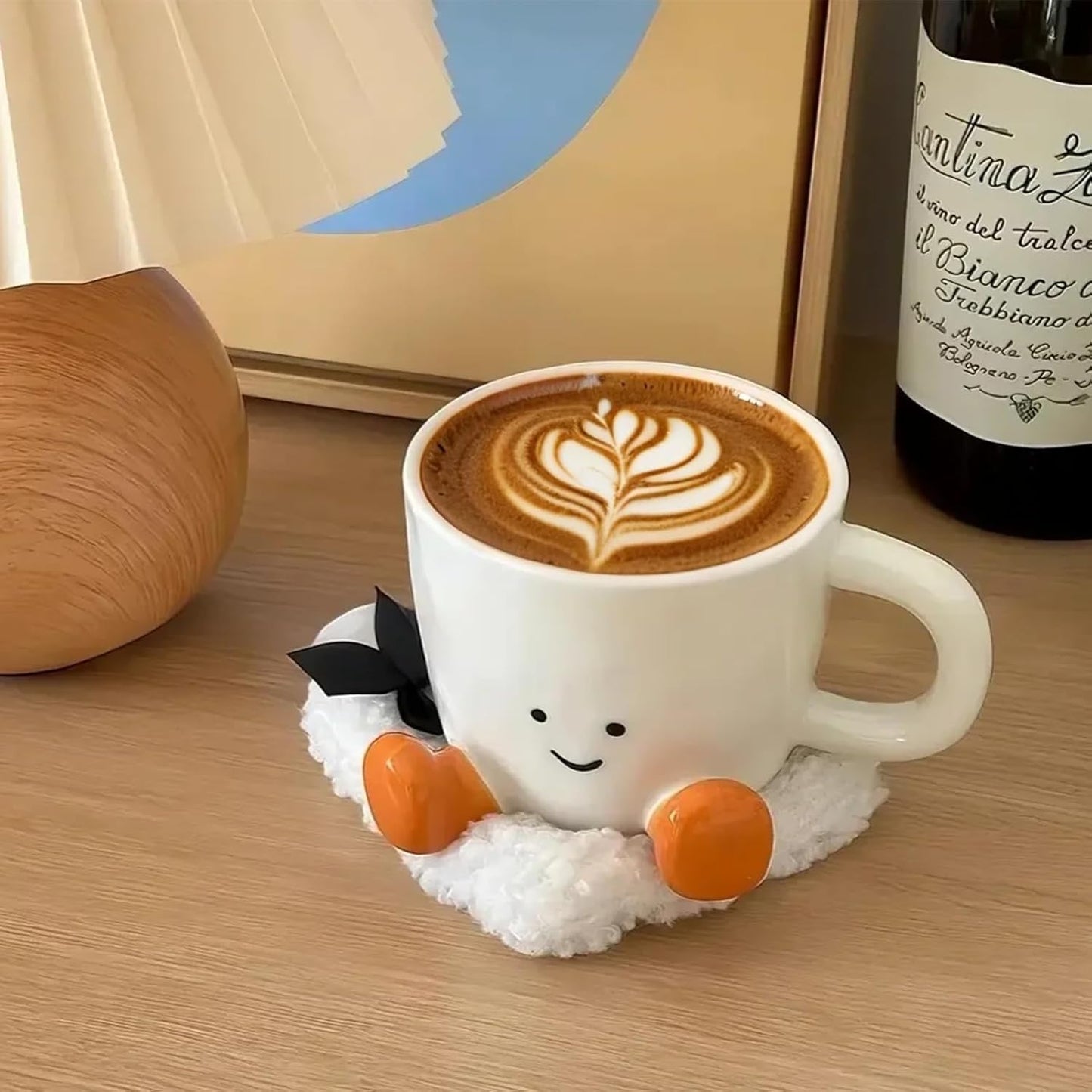 Cute Coffee Mug for Women, Ceramic Funny Coffee Cup - 12 oz Novelty Unique Teacup with Handle - Artistic Coffee Mug for Family, Friends, Coworkers(Orange)