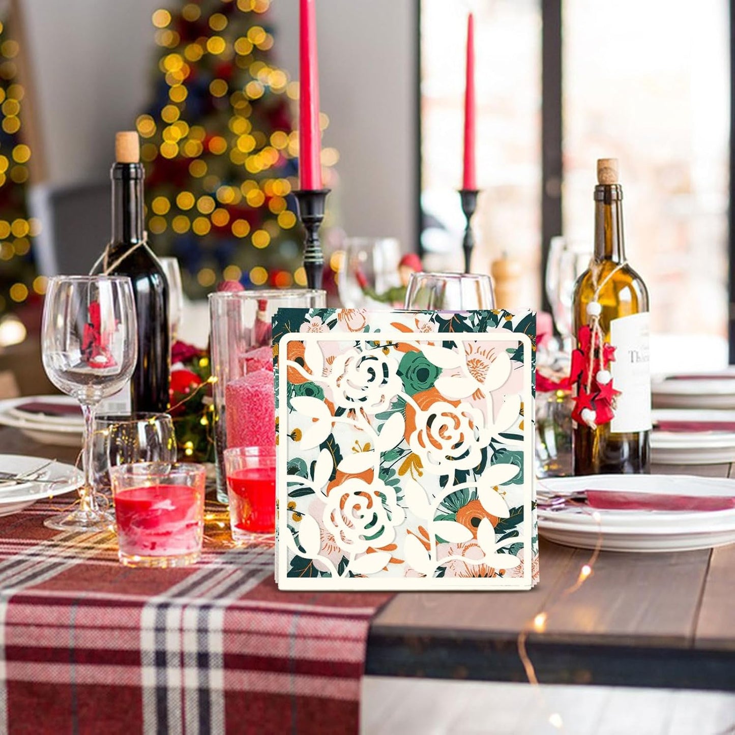 Resama Coffee Filter Paper Holder - Stylish Organizer with Rose Vine Pattern for Kitchen, Cafe, and Office - Decorative Storage Container in White - Perfect for Home, Dining Room, and Outdoor Use