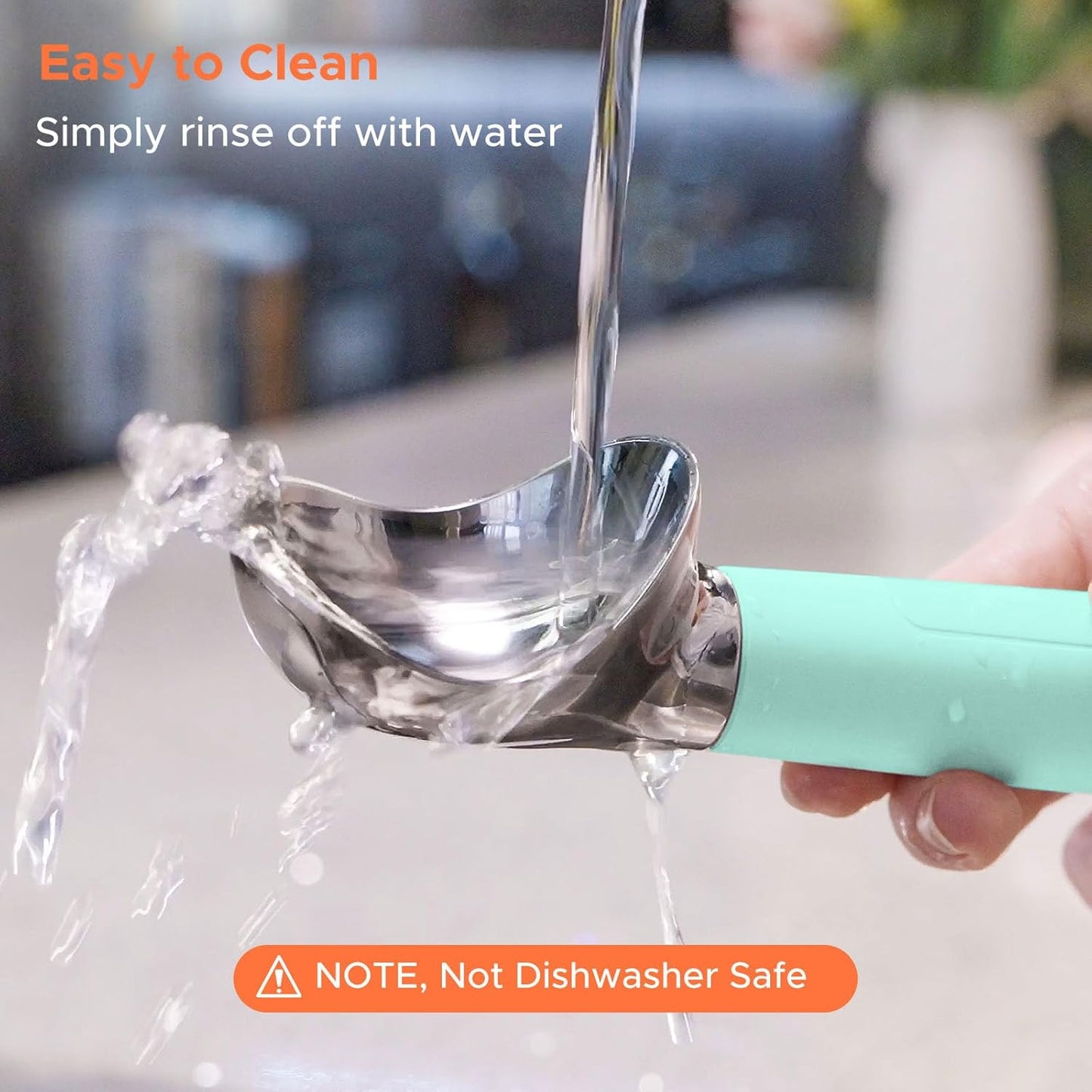 LT LAUDTEC Heated Ice Cream Scoop, Rechargeable Electric Warming Scooper, LED Display, Heats to 158F, IP67 Waterproof, Easy for Seniors & Kids (Blue)