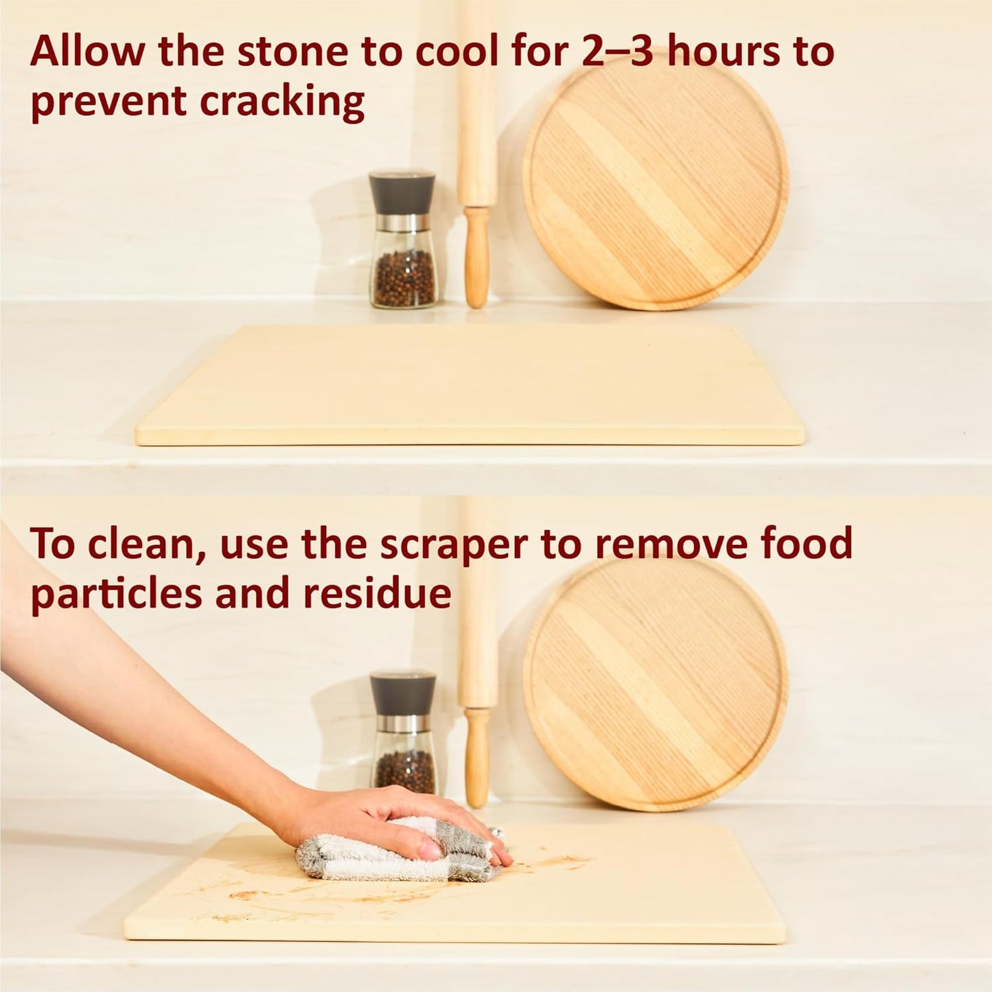 18 Inch Pizza Stone, 16x18 inch Stone for oven and grill - Durable Ceramic Pizza Stone, Heat Resistant up to 1,472°F, Perfect for Homemade Pizza, Bread and More