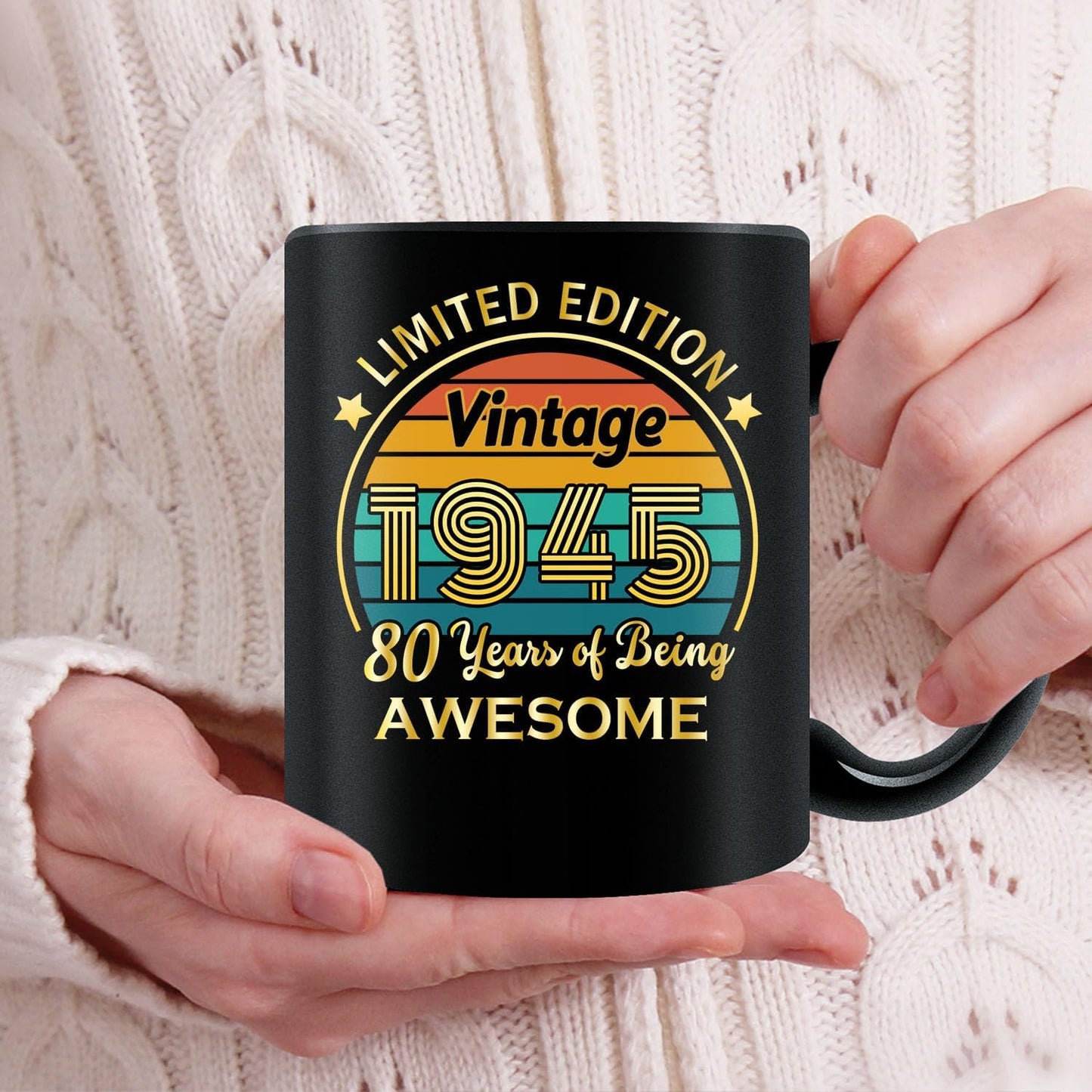 QUPT 80th Birthday Gifts for Women Men, 80th Birthday Gifts for Him, 1945 Birthday Gifts for Women Men, 80 Years Old Gifts, 1945 Birthday Gifts for Her Him, 80th Birthday Presents Coffee Mug