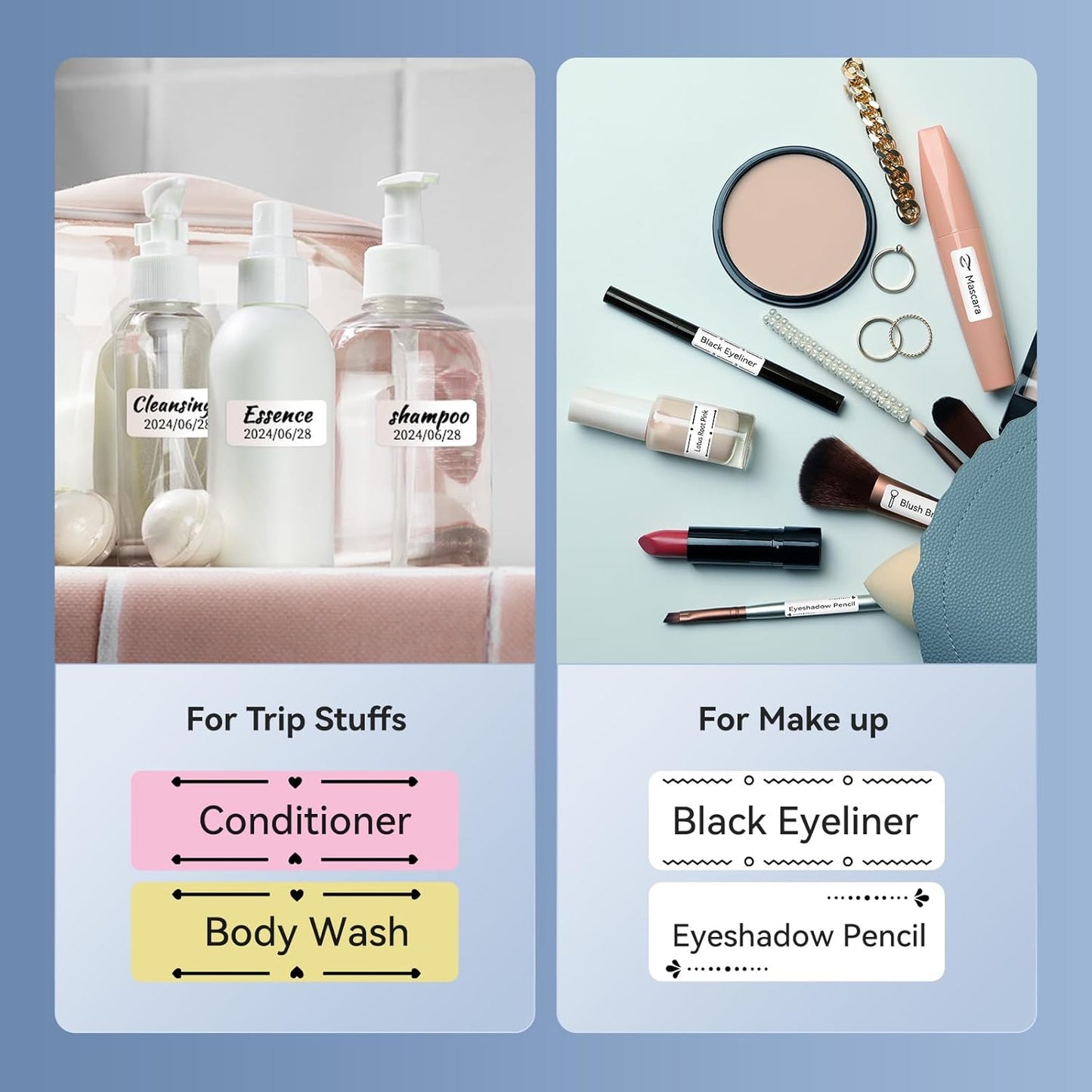 NIIMBOT D110 New Version Label Maker Machine with Tape, Handheld Bluetooth Label Printer, Mini Thermal Printer, Sticker Maker for Organizing Home Kitchen School, Blue