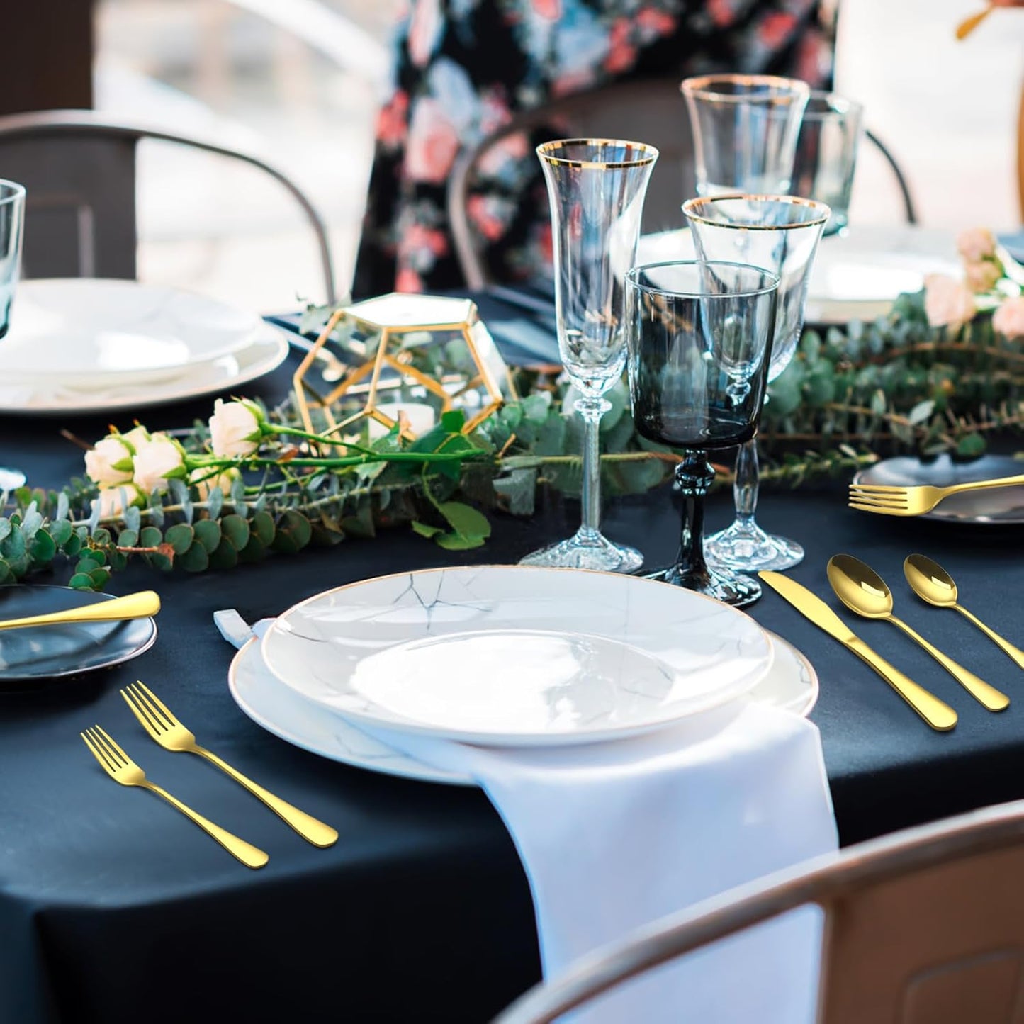 30-Piece Gold Silverware Set, Blingco Gold Flatware Set for 6, Food-Grade Stainless Steel Cutlery Set, Tableware Eating Utensils with Gift Box for Home Restaurant, Mirror Finished, Dishwasher Safe