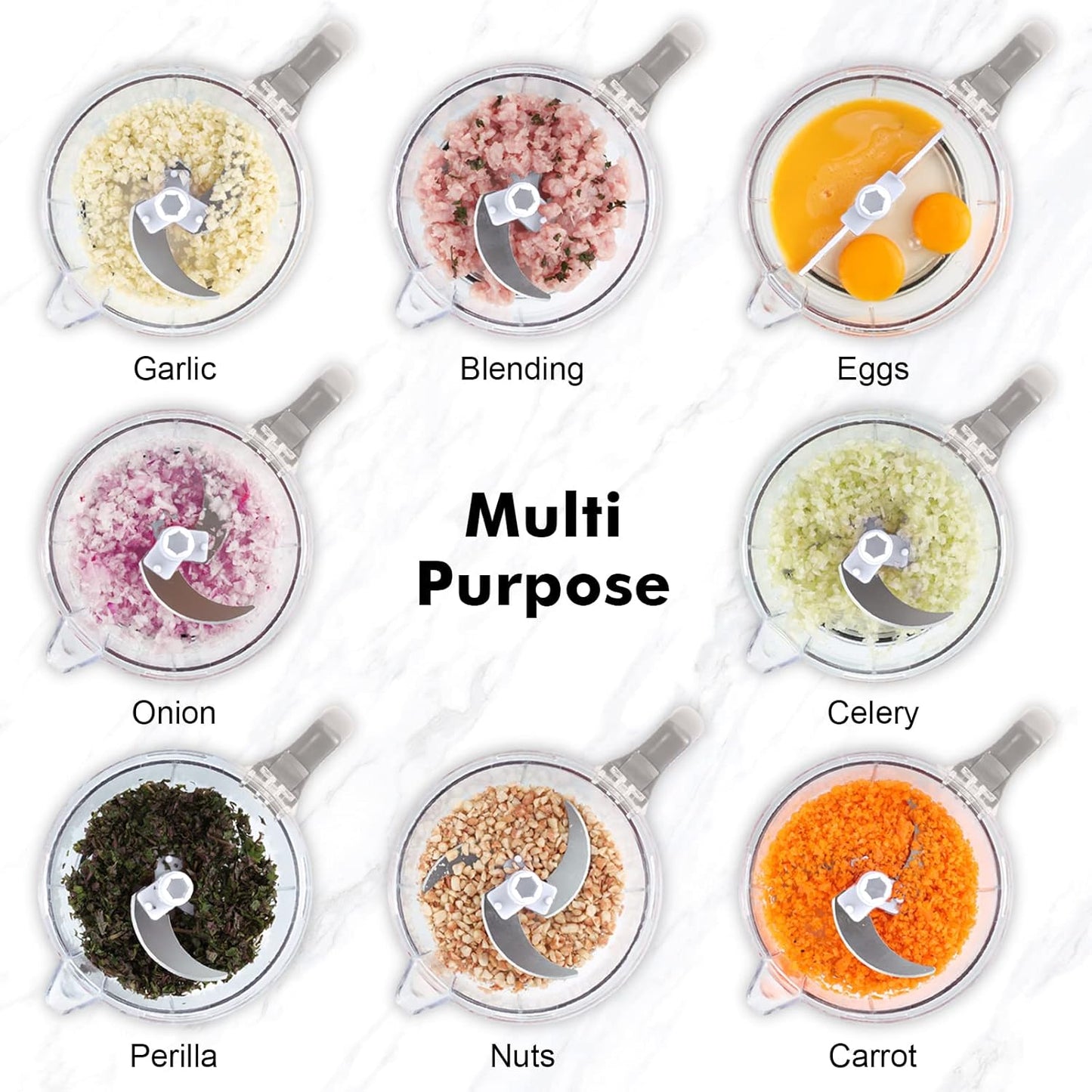 Geedel Hand Food Chopper, Vegetable Quick Chopper Manual Food Processor, Easy To Clean Food Dicer Mincer Mixer Blender, Rotary Onion Chopper for Garlic, Salad, Salsa, Nuts, Meat, Fruit, Ice, etc