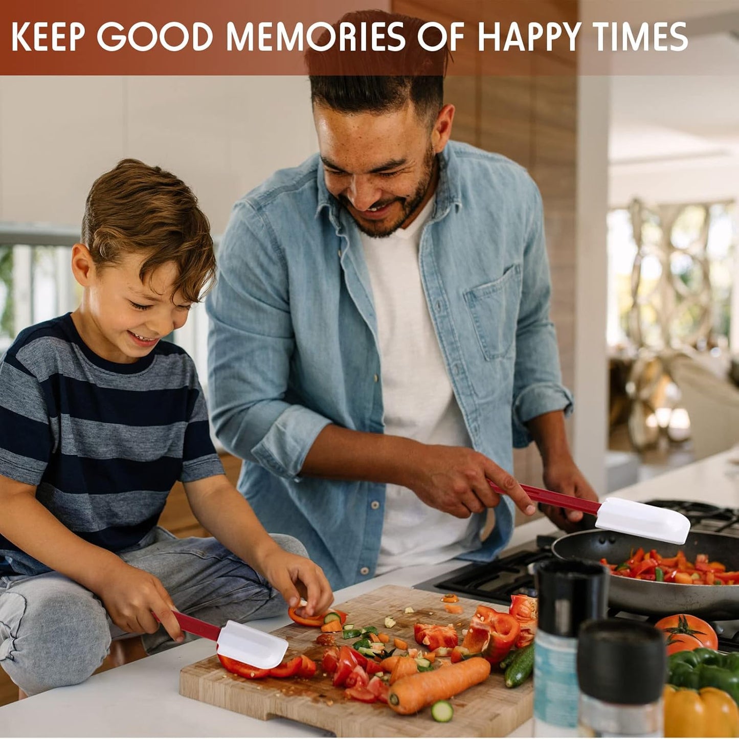 Norme 8 Pcs High Temp Silicone Spatulas Heat Resistant Rubber Spatula Commercial Silicone Scraper with Handle for Kitchen Cook Baking Mixing Utensil, Dishwasher Safe (10 Inch,14 Inch)