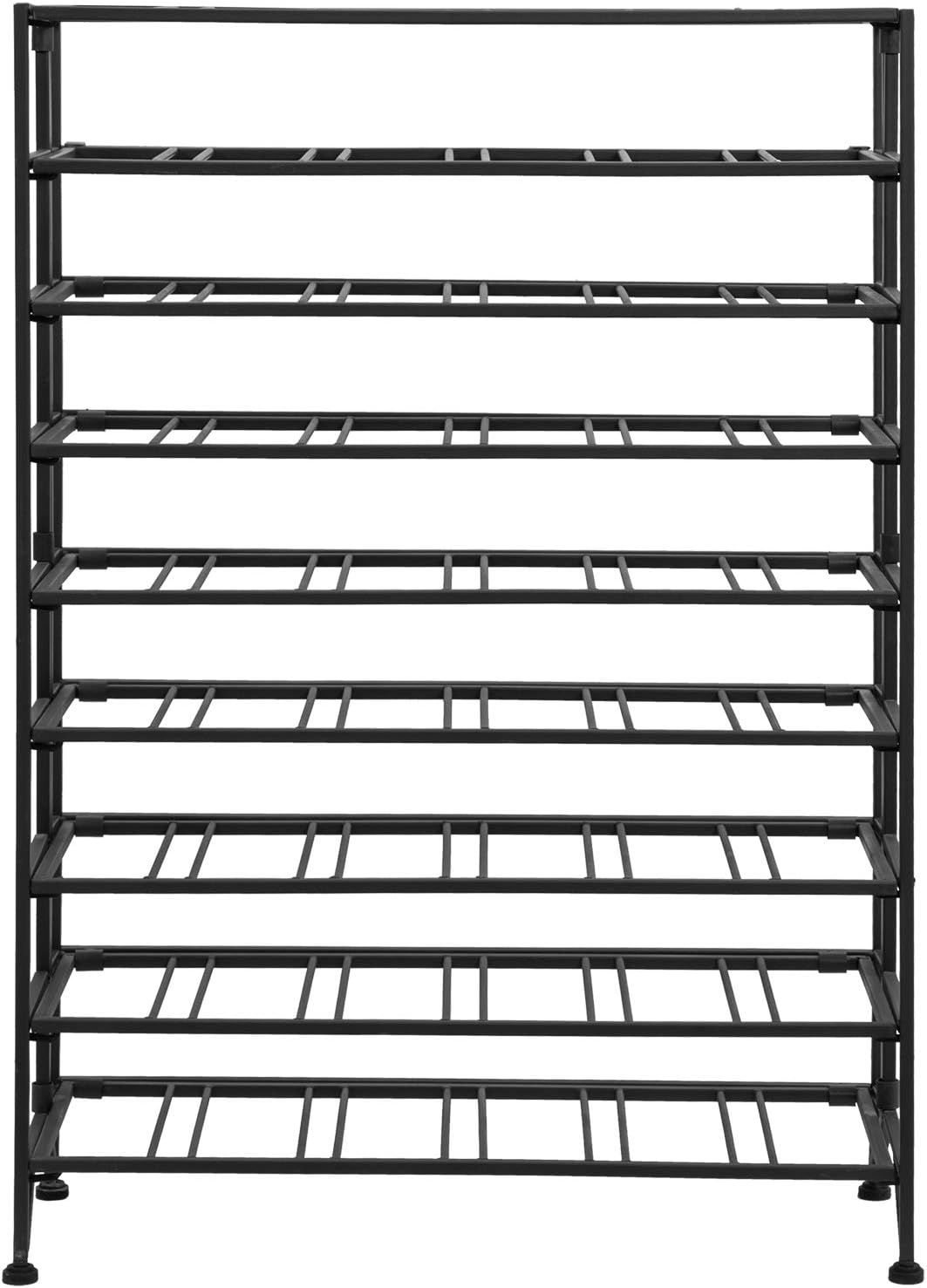 MyGift Gray Metal Wine Rack Freestanding Floor Stand, 9 Tier Wine Bottle Shelf - Holds up to 54 Bottles