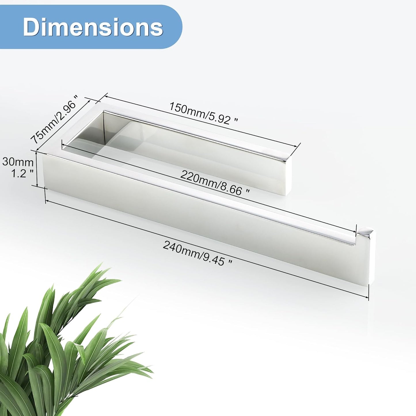 Sayayo Chrome Towel Ring for Bathroom, 10 Inch Hand Towel Bar Towel Rack Towel Holder Wall Mounted Square, SUS304 Stainless Steel