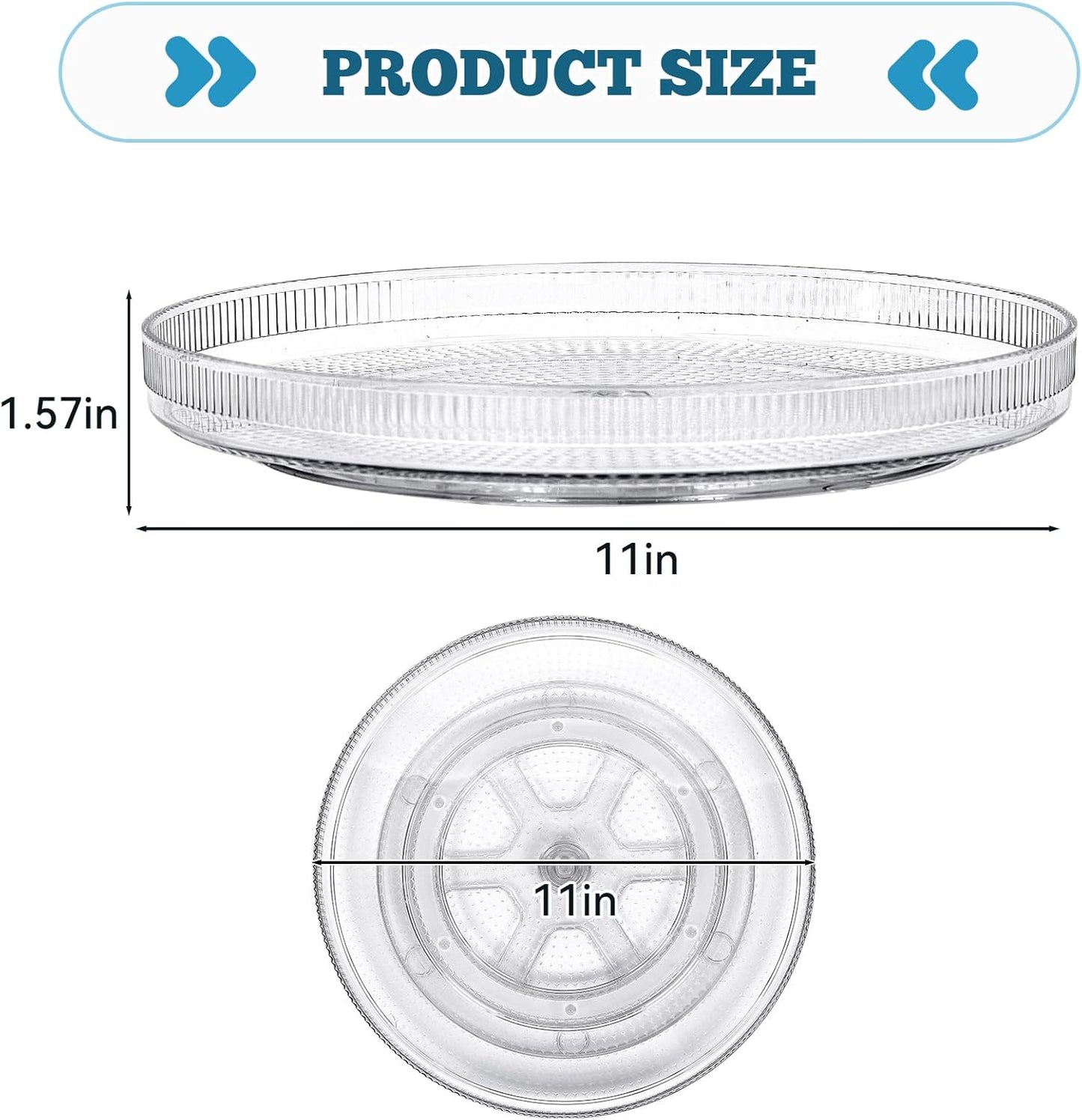 FreshKeeper Plastic Lazy Susan Organizer, Clear Pantry Shallow Lazy Susan Turntable for Cabinet and Kitchen 11’’