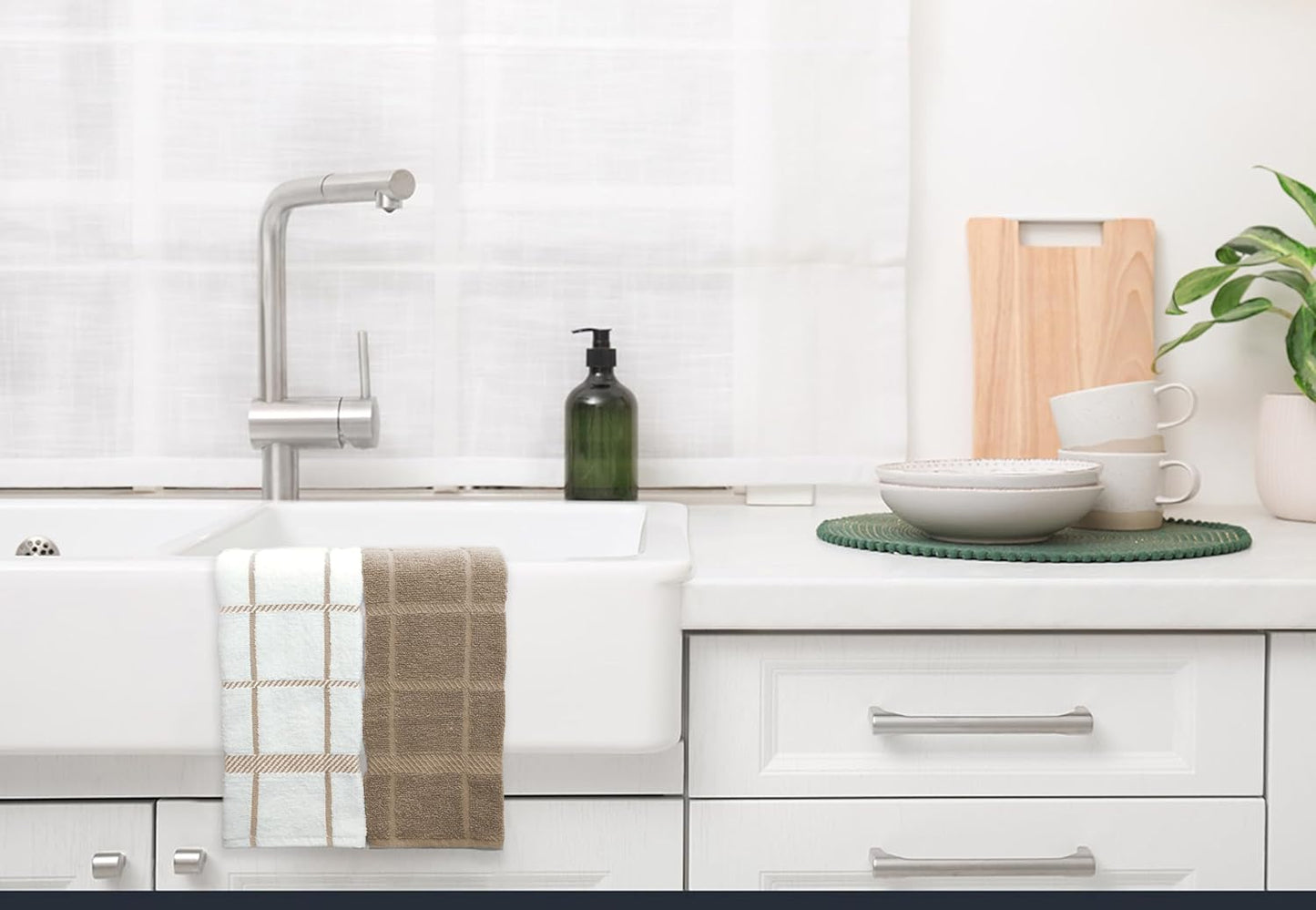 100% Cotton Terry Dish Towels, 4 pack16 x26 Inches, Super Soft and Absorbent Kitchen Towels, Perfect for Kitchen Cleaning and Dish Washing | Tan