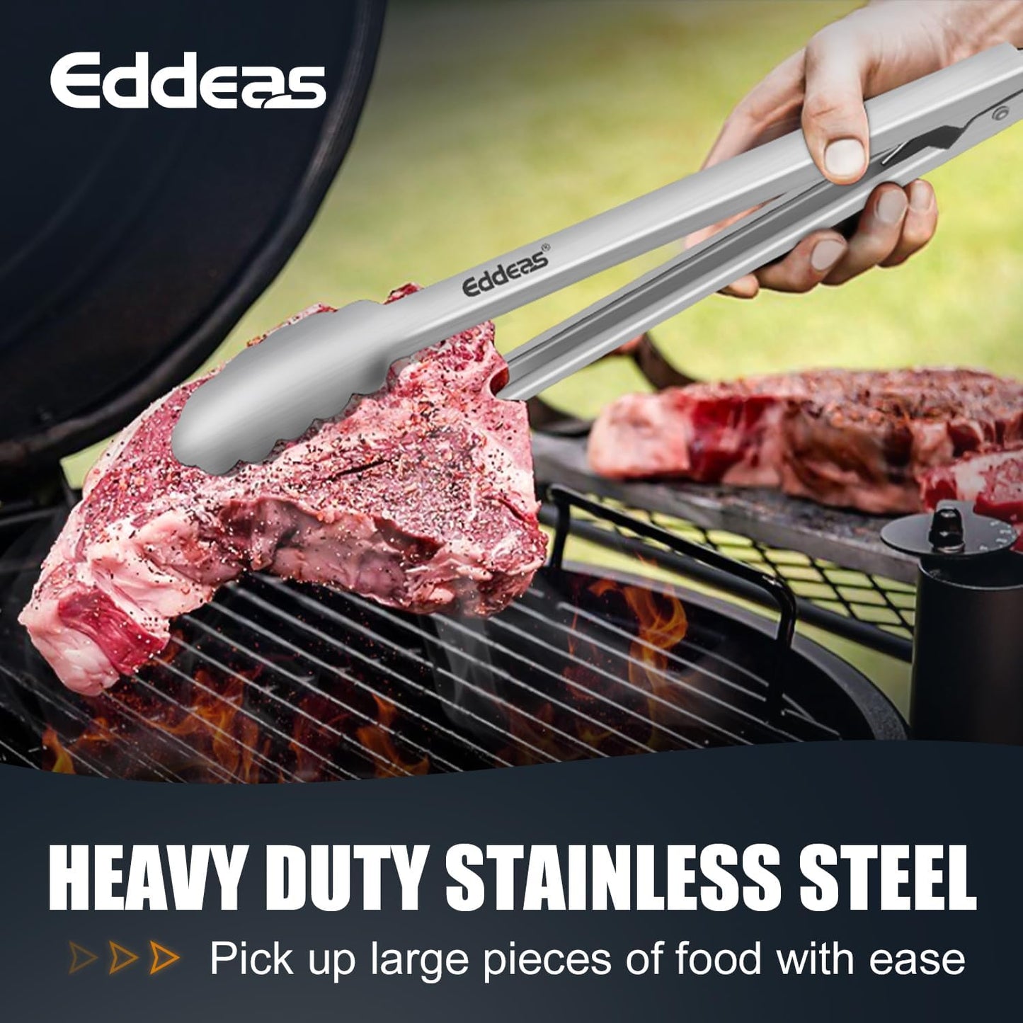 2PCS 12inch Kitchen Tongs - Heat Resistant 600 Degree Tongs for Cooking, Heavy Duty All Metal Food Tongs, Stainless Steel and Non-Slip handle, Salad, Grilling, Barbecue, Dishwasher safe