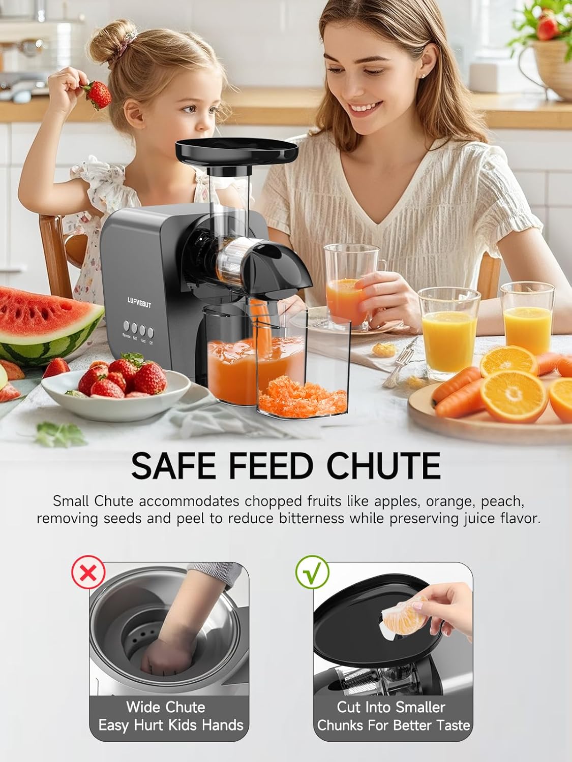 Slow Juicer Machine for Vegetables and Fruits Cold Press Masticating Extractor Celery Wheatgrass Leafy Greens Carrot Ginger Beet, Easy to Clean Juicer BPA-Free Reverse Function,Dishwasher Safe