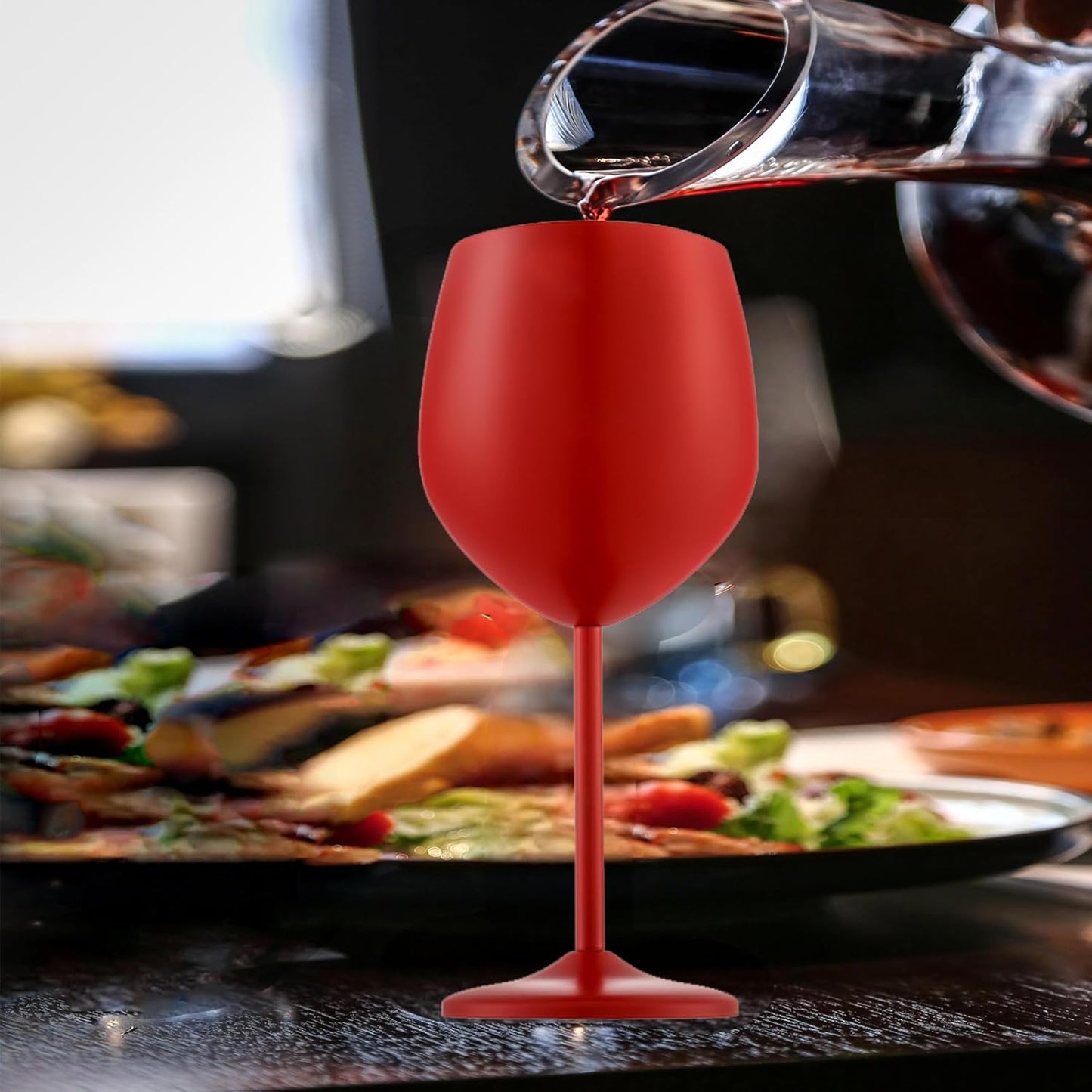 Stainless Steel Wine Glasses Set of 2, 18 oz Unbreakable Red Wine Glass Unique Metal Wine Goblets for Outdoor Capming and Pool Gift for Wine Lovers