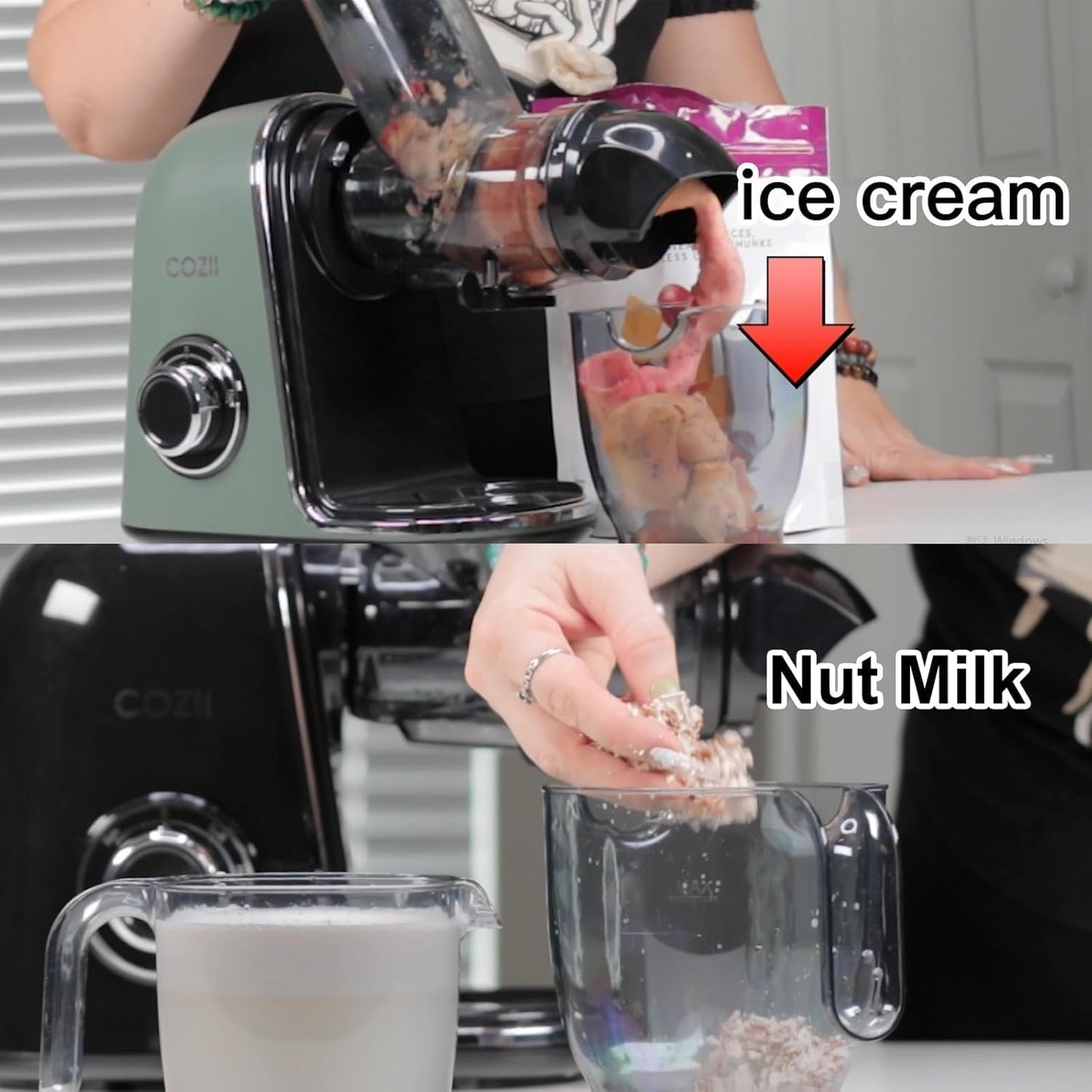 COZII Cold Press Juicer,Non-Clog Slow Masticating Juicer Soft/hard Mode & Quiet Motor,3.6 Inch Large Feed Chute For Vegetable and Fruit,Easy to Clean Juicer Machines,Dishwasher Safe,High Juice Yield