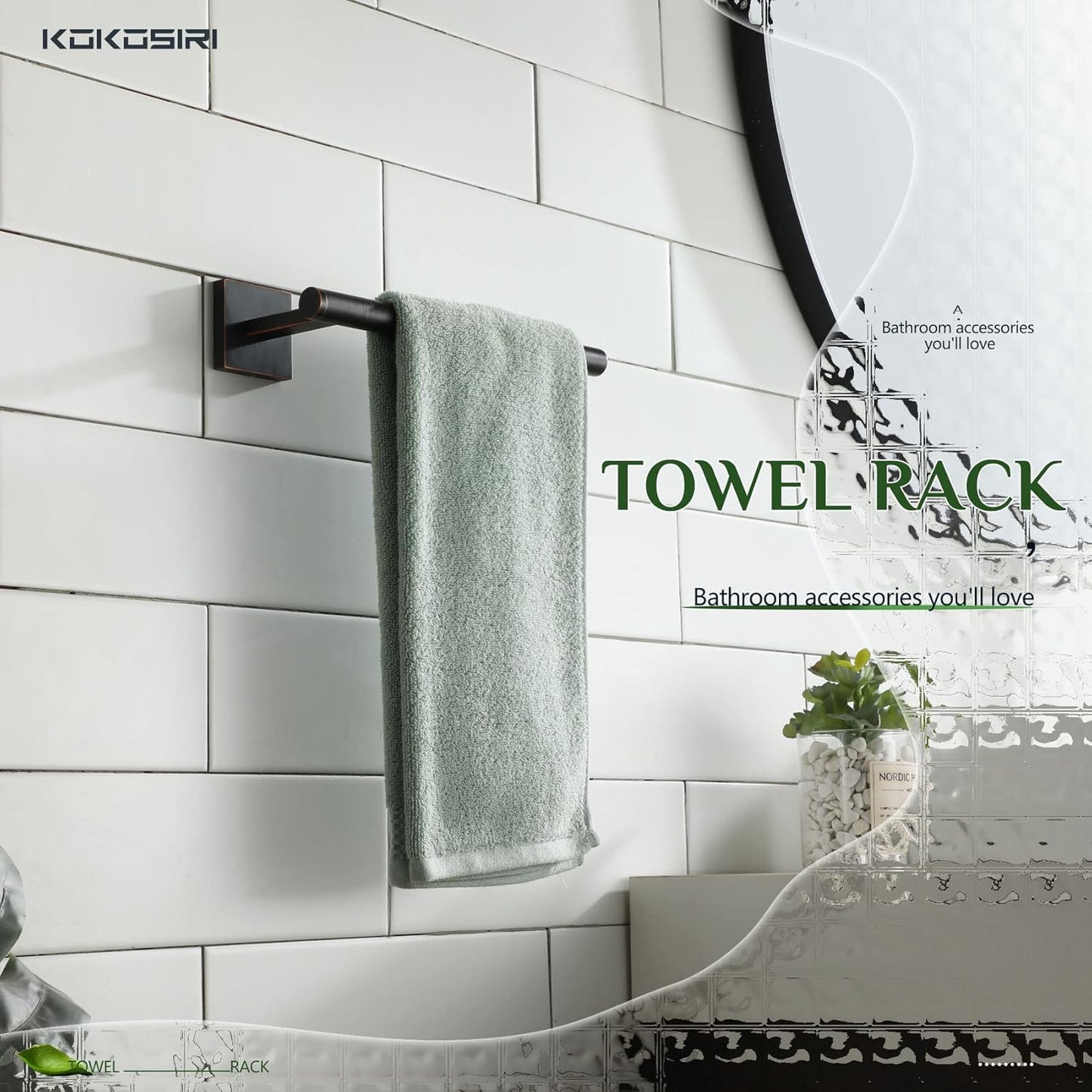 KOKOSIRI Bathroom Towel Bar Hand Towel Holders Wall Mount Screw in Toilet Washroom Rails Stainless Steel Bath Accessories Oil Rubbed Bronze 2 Pack, B3008ORB-P2