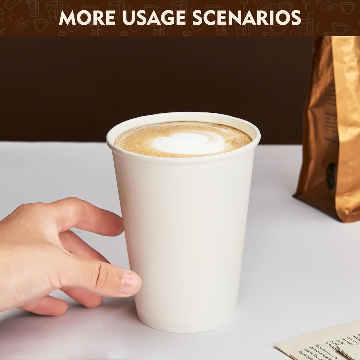 YEEHAW 16 oz 200 Pack Disposable Paper Coffee Cups, Bulk White Hot to Go Cups for Hot Coffee, Hot Liquid, Chocolate, Juice, Hot Beverage Drinkings, Ideal for Cafes, Bistros, Office and Family
