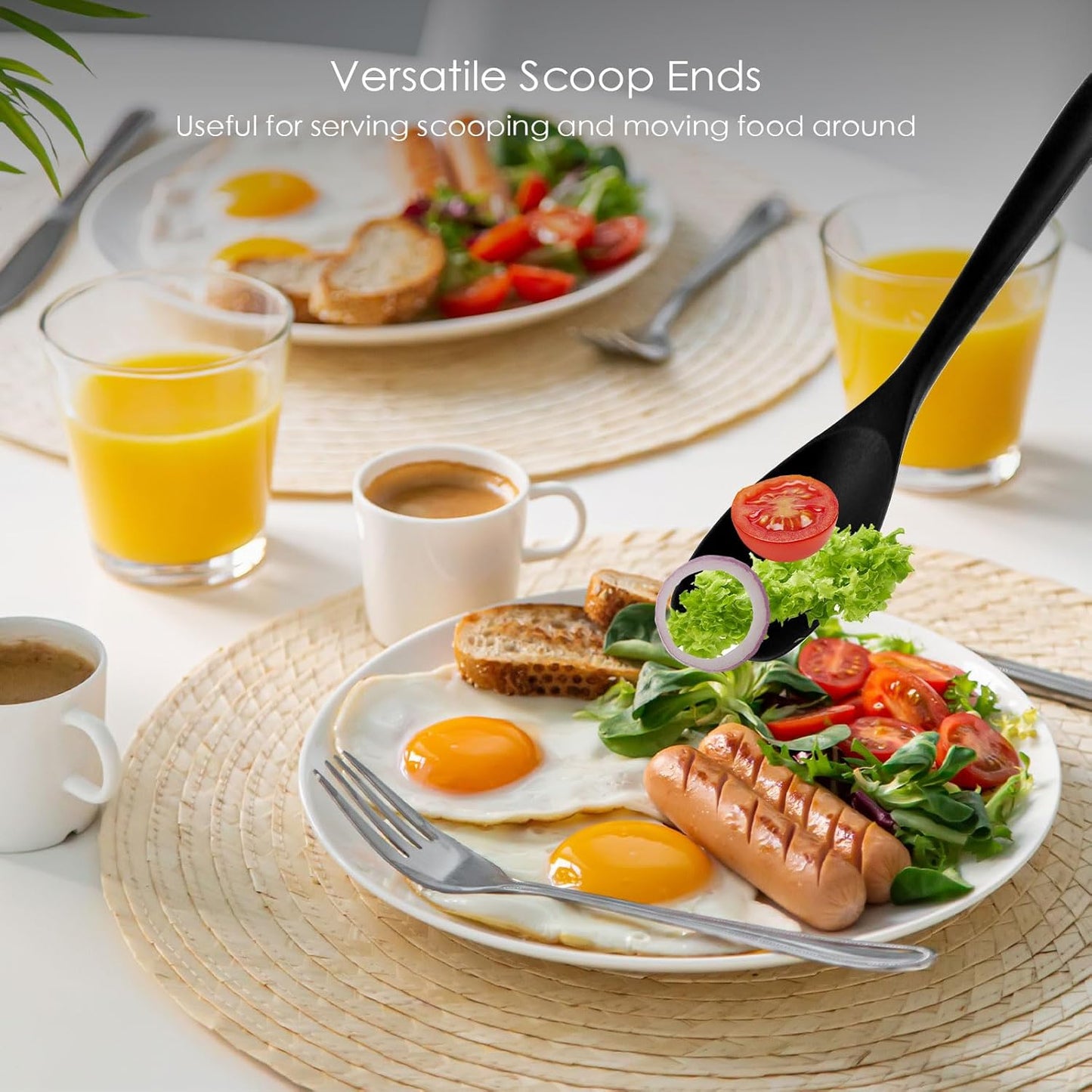 Silicone Spatula Set - Heat Resistant & Food Grade - 4 Piece Nonstick Rubber Spatulas for Baking and Cooking, Dishwasher Safe Kitchen Utensils (Black)