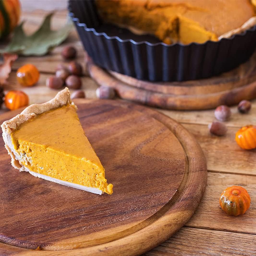 2 Pack Nonstick Tart Pan, Quiche Pan, Carbon Steel Deep-dish Pie Pan with Removable Loose Bottom (10 In)