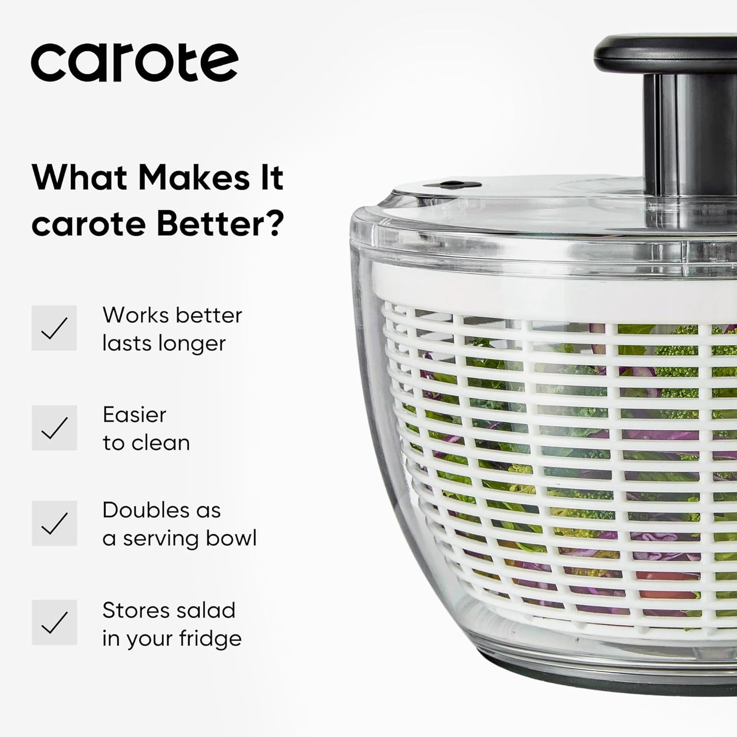 CAROTE 6.34 Qt Salad Spinner Large Lettuce Spinner Vegetable Fruit Washer, Vegetable Cleaner Salad Cleaner Lettuce Washer, Non-Slip Base, BPA-Free