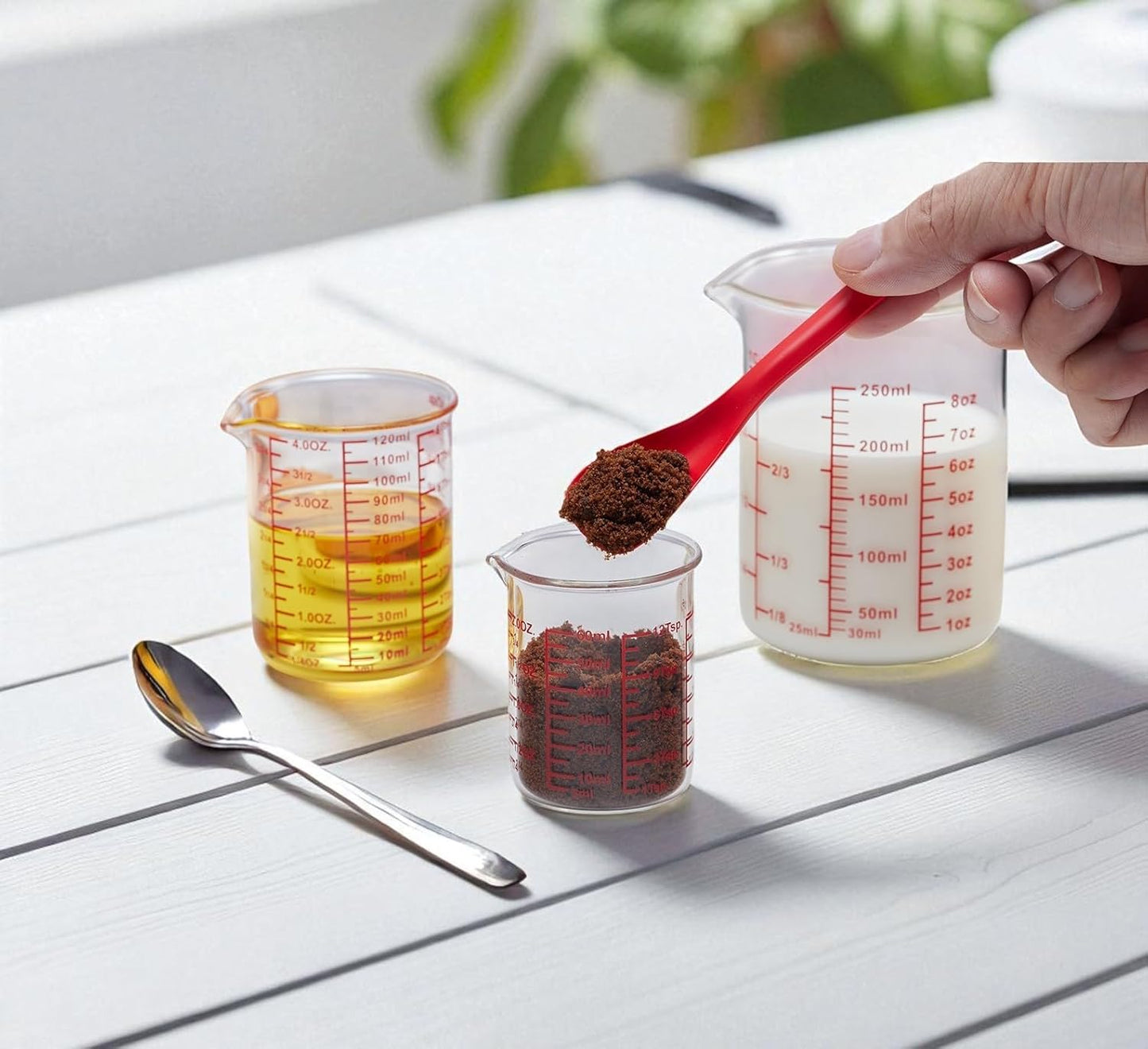 High Borosilicate Glass Measuring Cup-V-Shaped Spout,Glass Measuring Beaker for Kitchen or Restaurant, Easy to Read, 60 ML (2 Oz)-Pack of 2