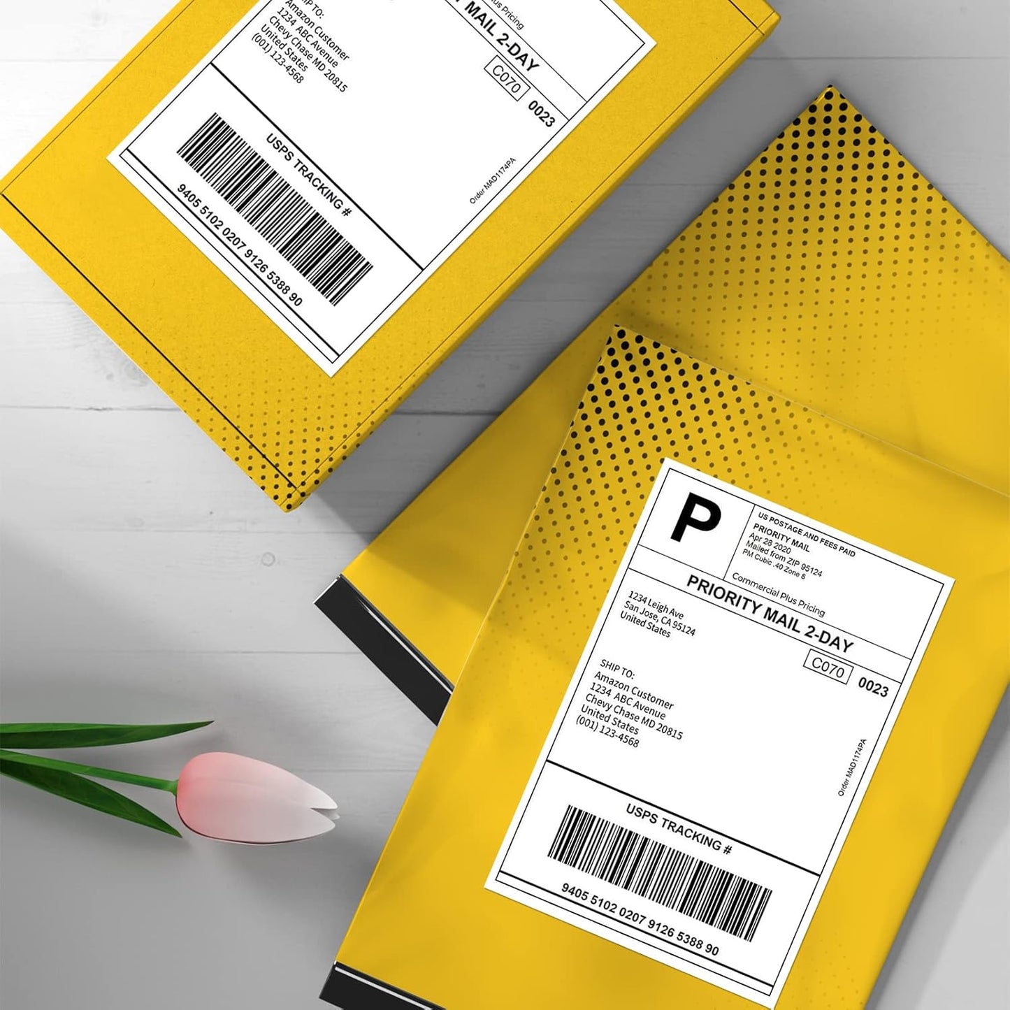 FungLam 4"x6" Thermal Shipping Labels, Fanfold 4"x6" Thermal Labels, Shipping Mailing Address Labels for iDPRT, Munbyn, Polono, Rollo Direct Thermal Printer, 500 Labels