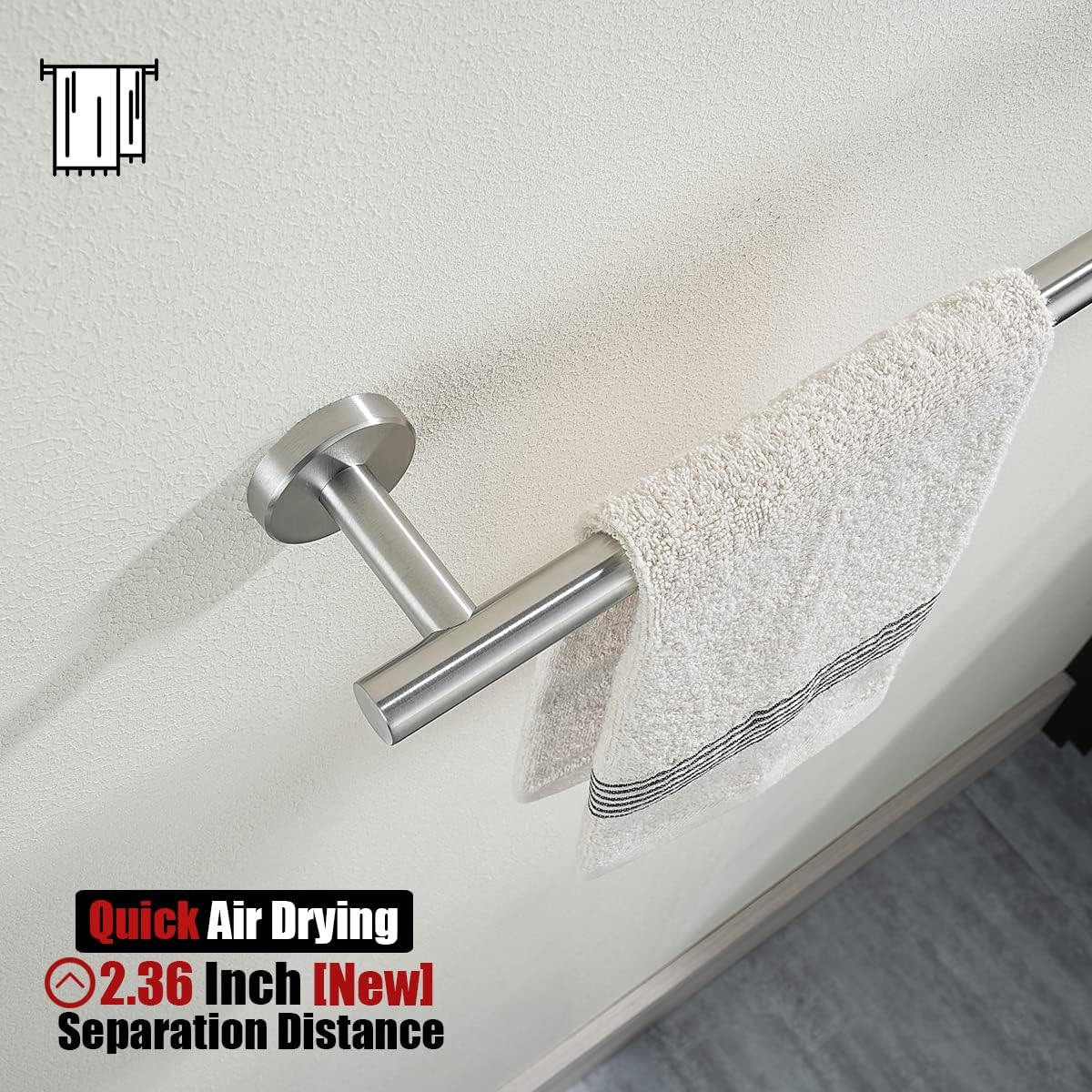 JQK Bath Towel Bar, 20.5 Inch 304 Stainless Steel Thicken 0.8mm Towel Rack Bathroom, Towel Holder Brushed Finished Wall Mount, Useable Length 18 Inch TB110L18-BN