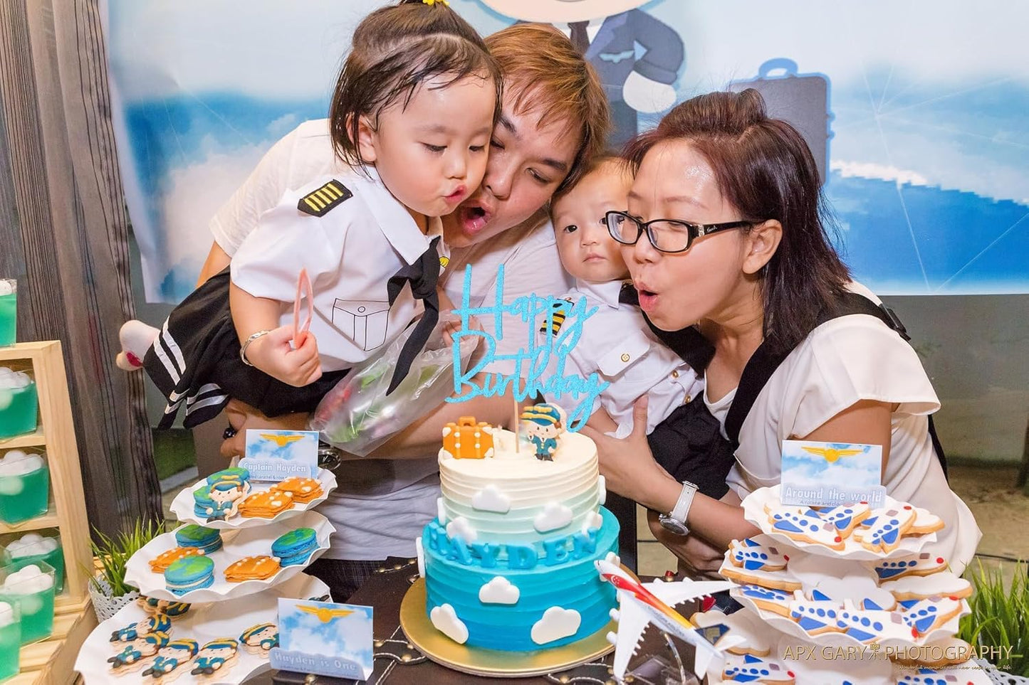 Happy Birthday Cake Topper - Glitter Light Blue Birthday Cake Top Decorations (Light Blue)