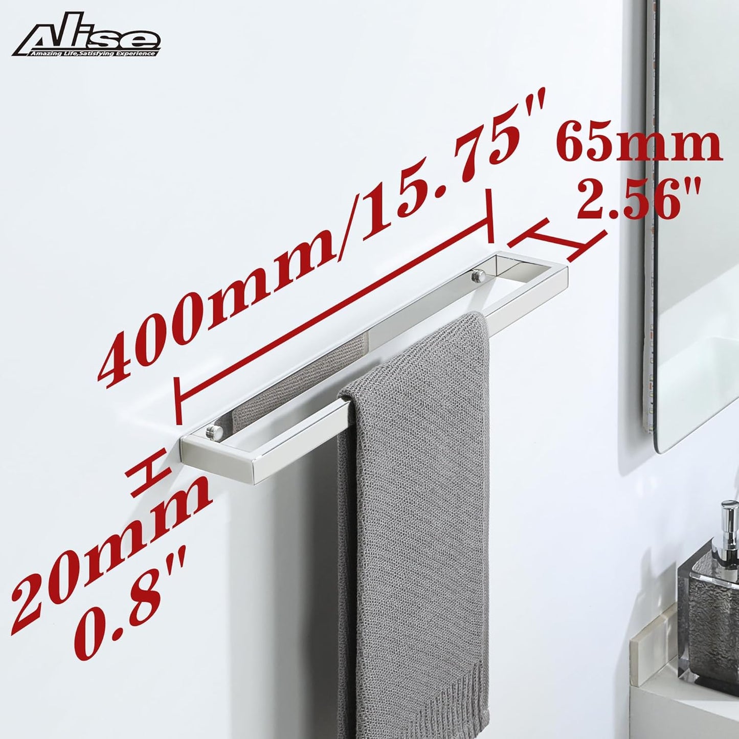 Alise Bath Towel Bar,Wall Mount Towel Holder Towel Rack Towel Hanger for Bathroom Lavatory,16 Inch SUS304 Stainless Steel Towel Rail,Polished Chrome GJF040-C