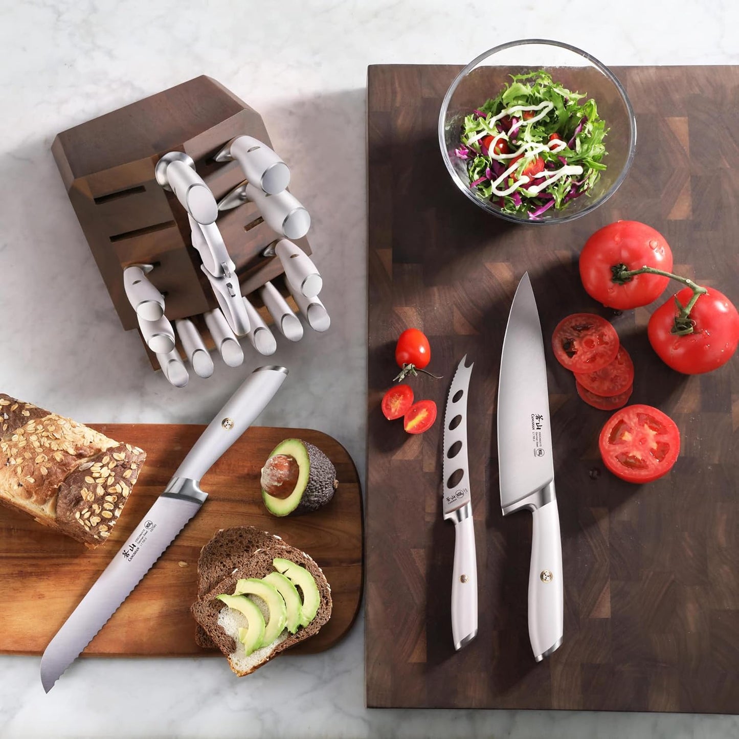 Cangshan L1 Series 17-Piece Knife Set, Forged German Steel (White)