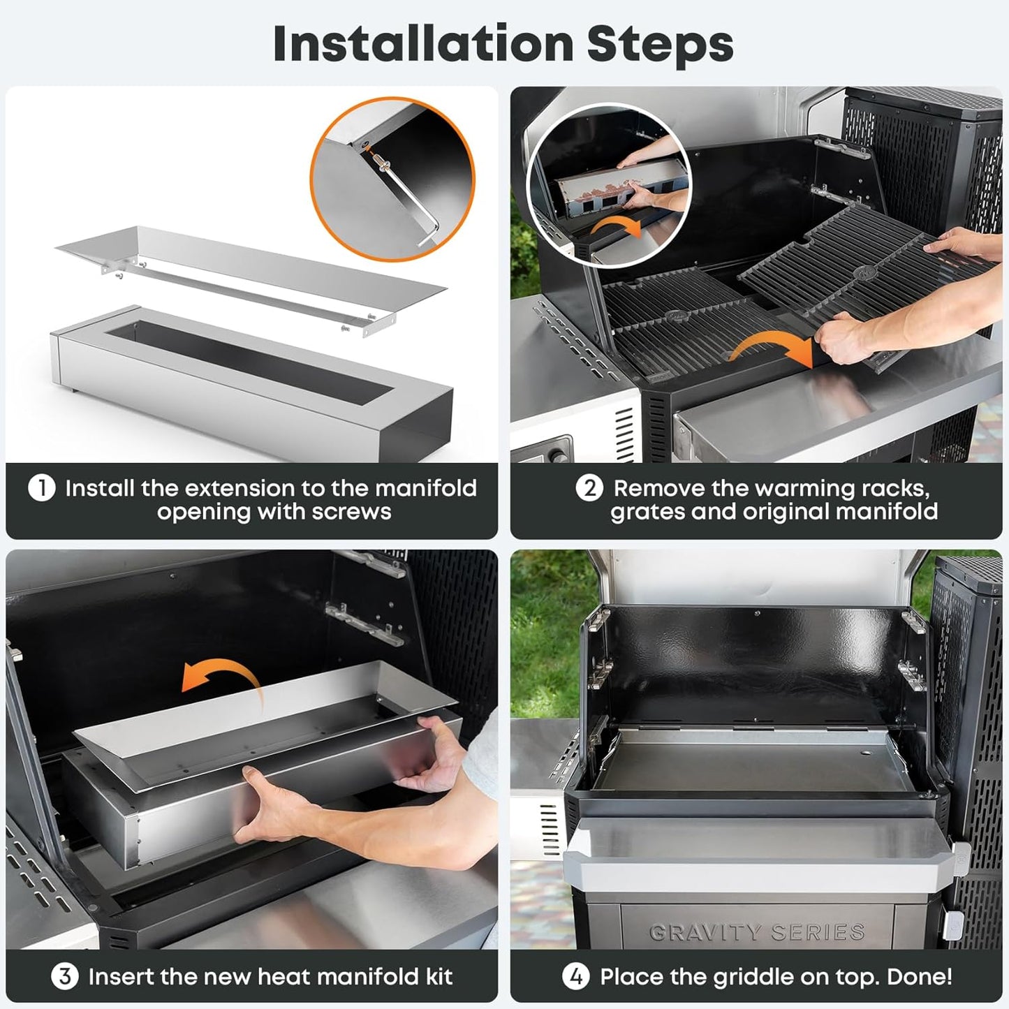 Stanbroil Flat Top Griddle with Manifold Kit, Grill Griddle Insert for Masterbuilt Gravity Series 1050 Digital Charcoal Grill and Smoker Combo MB20041220 MB20041320, Replacement for MB20181622
