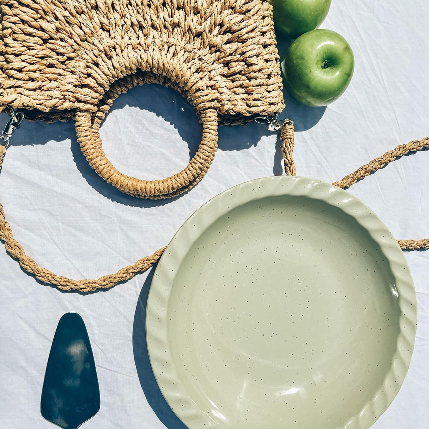 Mora Ceramics Classic 9 Inch Round Pie Pans Set of 2 - Dishwasher and Oven Safe, Shallow Pans for Baking Apple/Pumpkin Pies, Quiche, Rolls, etc.