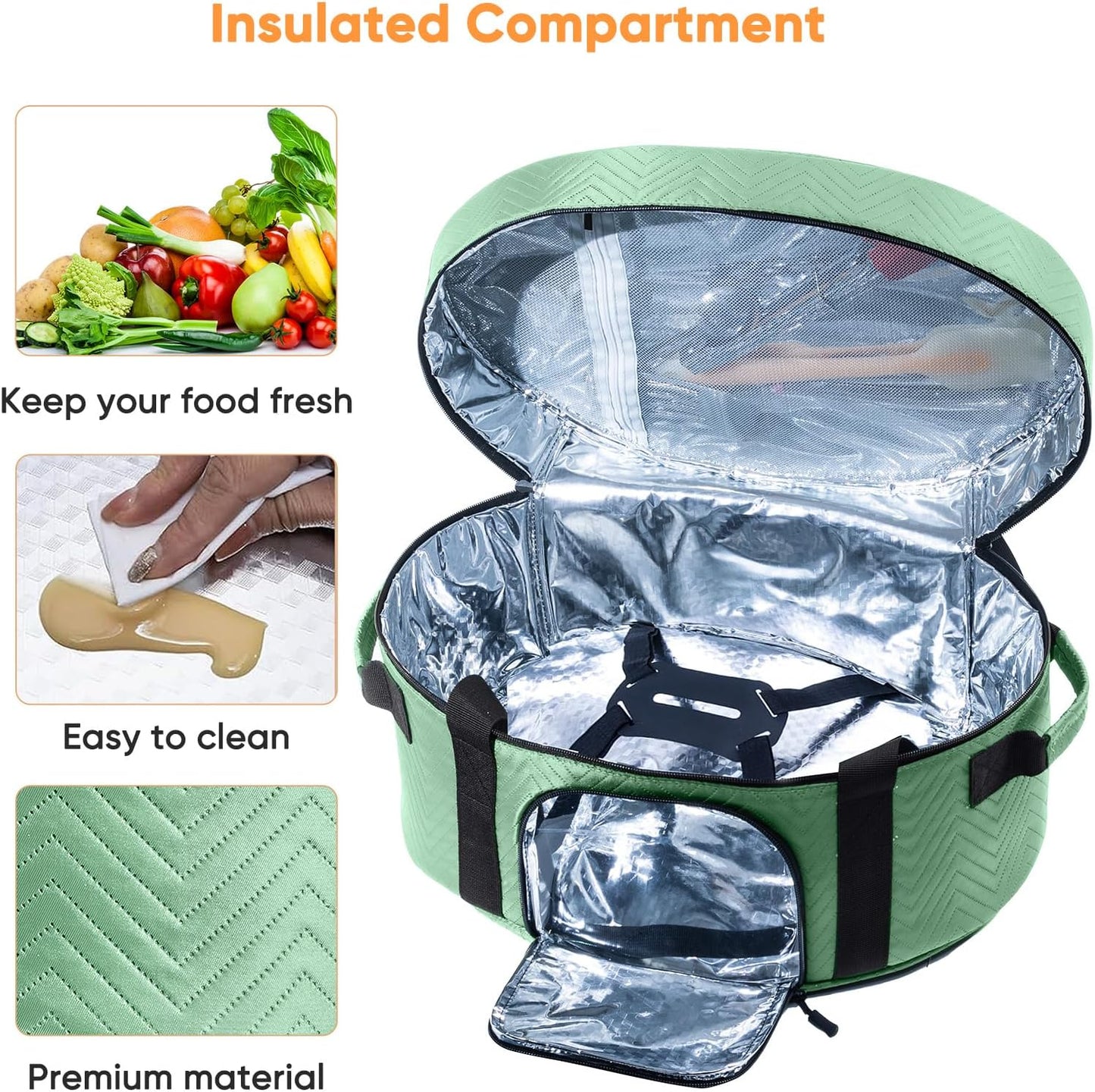 Insulated Slow Cooker Carrying Bag for 6-8 Quart CrockPot and Hamilton Beach Slow Cooker with See-thought Window, Portable Carrier Case with Adjustable Band and Accessory Pocket