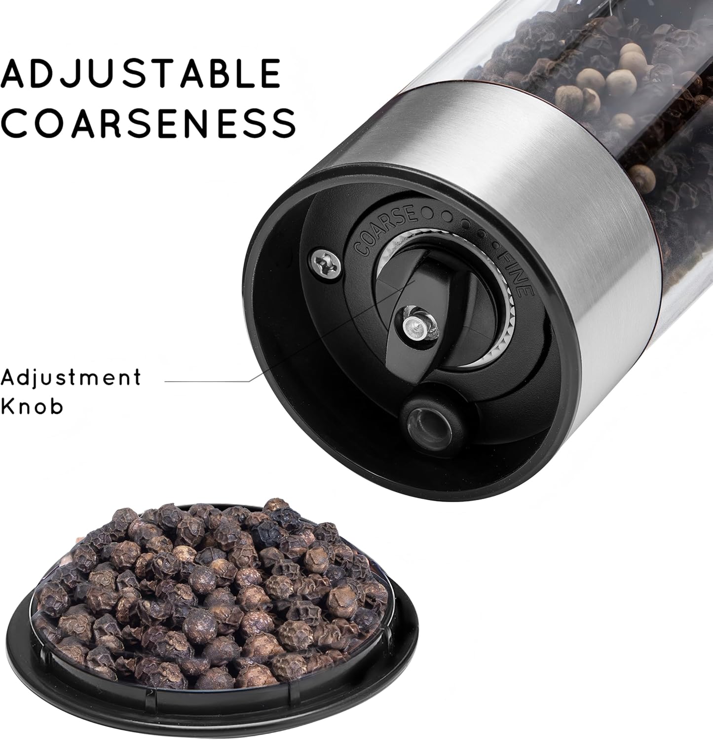 Electric Salt or Pepper Grinder Rechargeable, Automatic Salt or Pepper Grinder with Oversized Top Button, Stainless Steel Electric Salt or Pepper Shaker