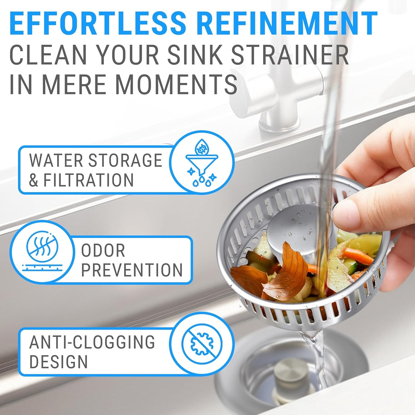 Premium 2 Pack - Kitchen Sink Drain Strainer Bathroom 3 in 1 Stainless Steel Sink Strainer Sink Stopper Dish Drainers Small Plug Filter Clearance Sink Cover Food Catcher Sink Protectors