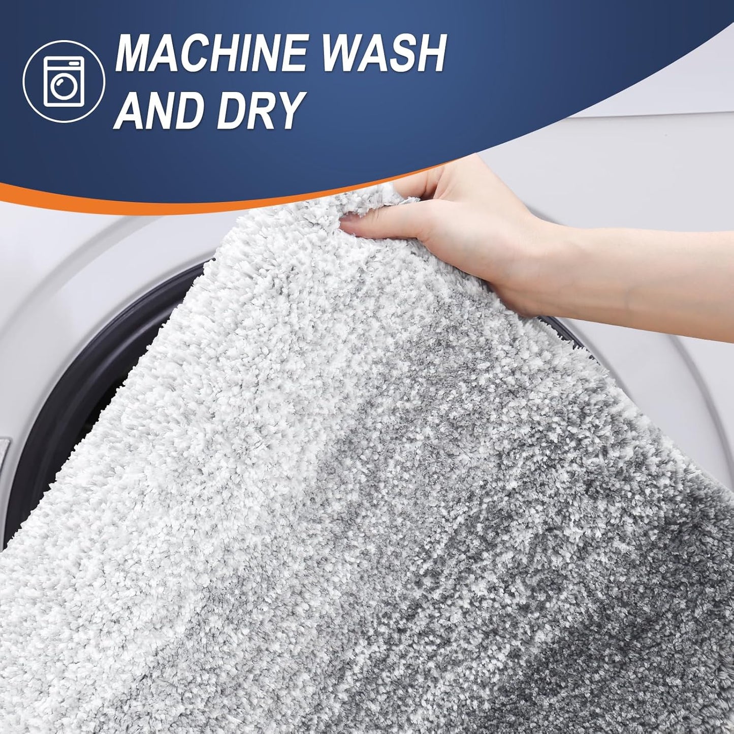 OLANLY Luxury Toilet Rugs U-Shaped 24x20, Extra Soft and Absorbent Microfiber Bathroom Rugs, Non-Slip Plush Shaggy Bath Mat, Machine Wash Dry, Contour Bathroom Mats for Toilet Base, Light Grey