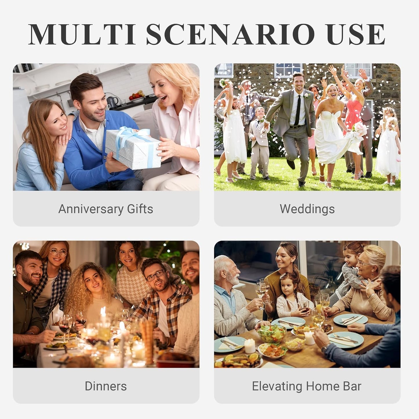 MICHLEY Long Stem Crystal Wine Glasses Set of 2-17.6 oz Lead-Free Crystal Glassware for Red & White Wine,Elegant Drinking Cups for Weddings, Parties, Gifts