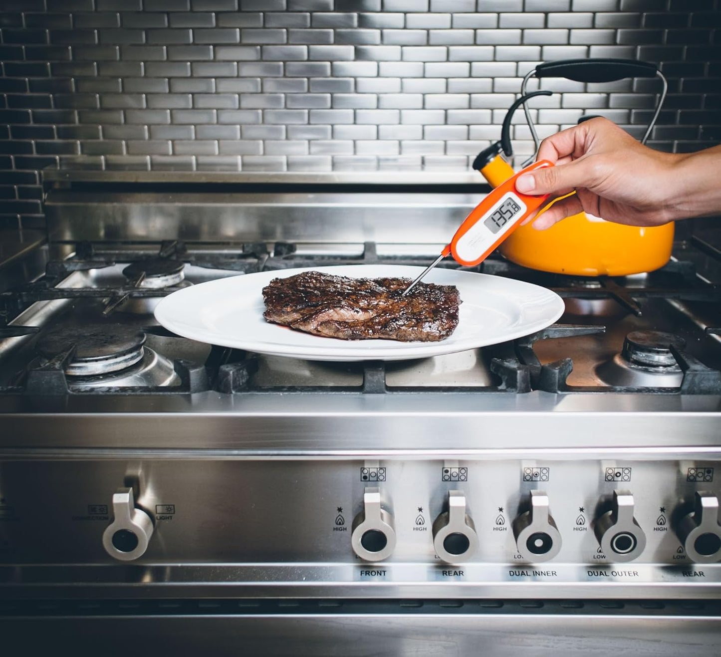 Lavatools Javelin® Ultra-Fast 3-Second Digital Instant Read Meat Thermometer for Grill and Cooking, 2.75" Probe, Compact Foldable Design, Large Display, IP65 Water Resistant, NSF Certified – Rhubarb