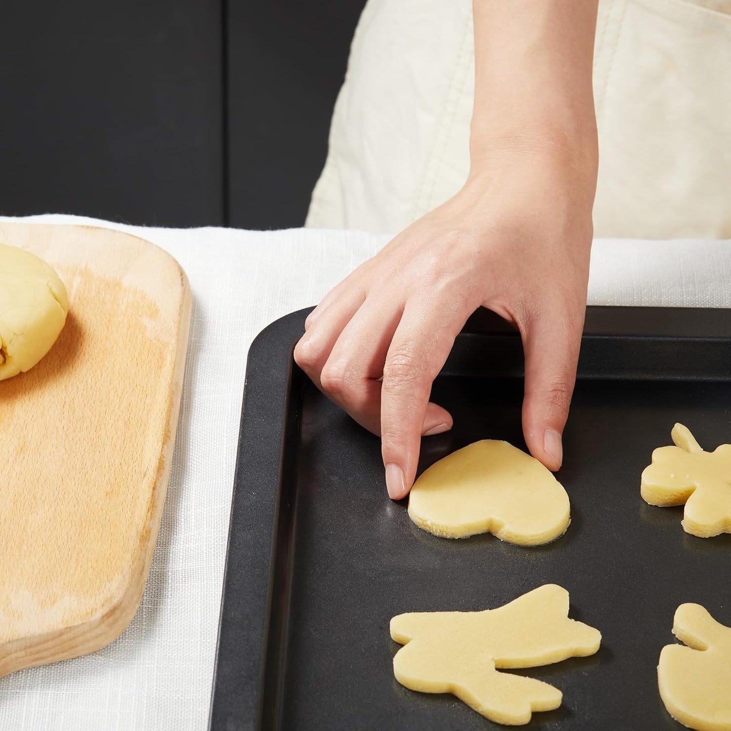 HONGBAKE Baking Sheet with Cookie Cutters, Jelly Roll/Quarter Baking Pan Set for Oven, 8 Pack Nonstick Bakeware Sets with Wider Grips, Premium, Dishwasher Safe - Dark Grey